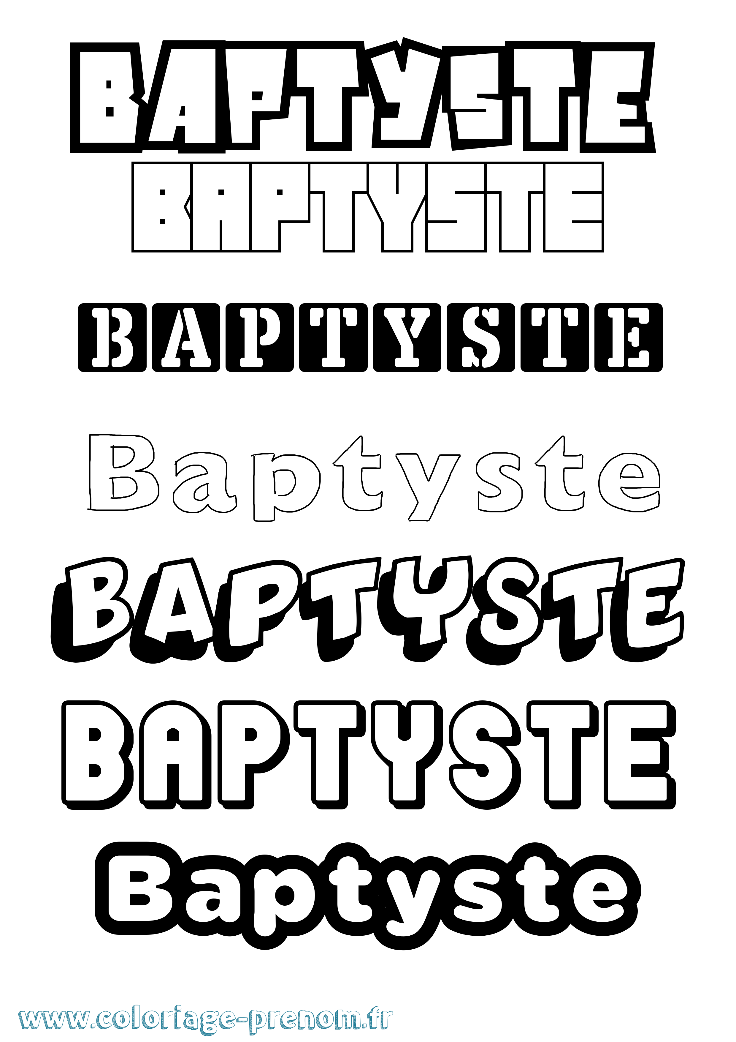 Coloriage Baptyste Simple Coloriage prénom Baptyste Simple