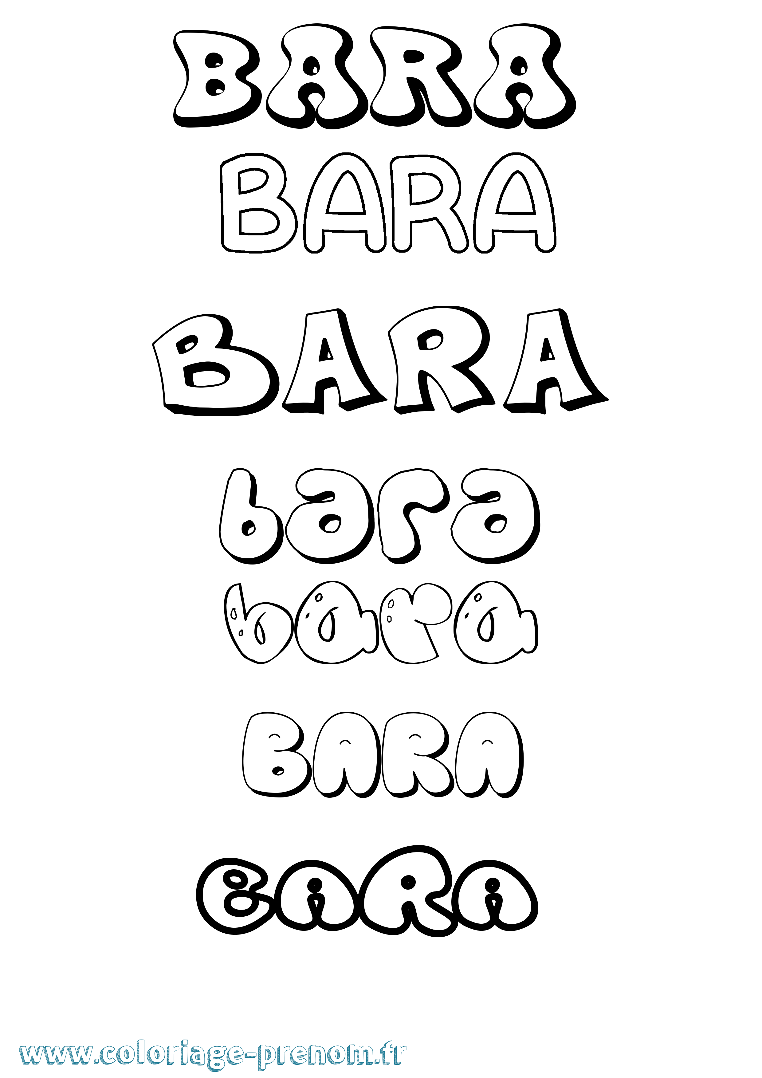 Coloriage prénom Bara Bubble