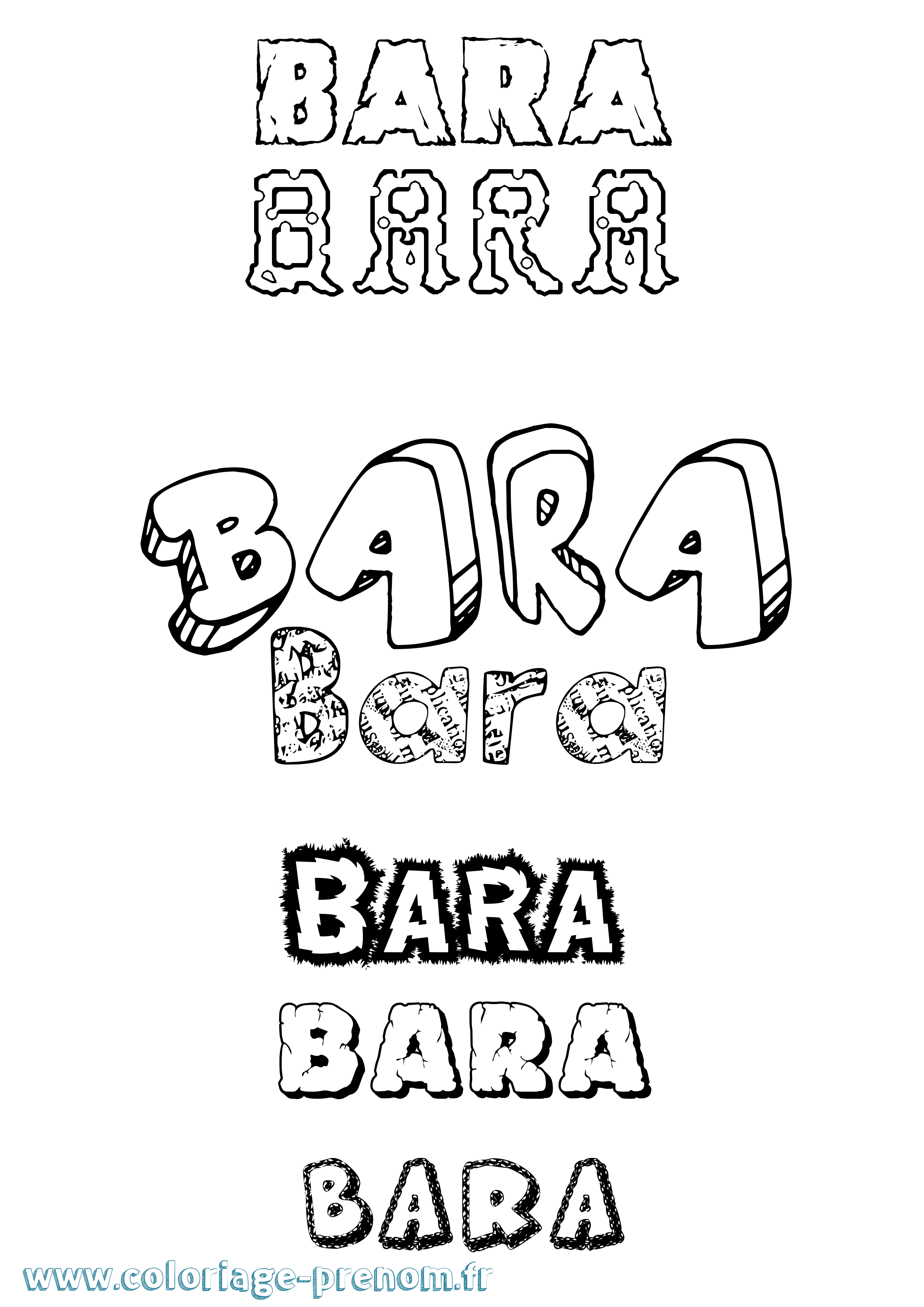 Coloriage prénom Bara Destructuré