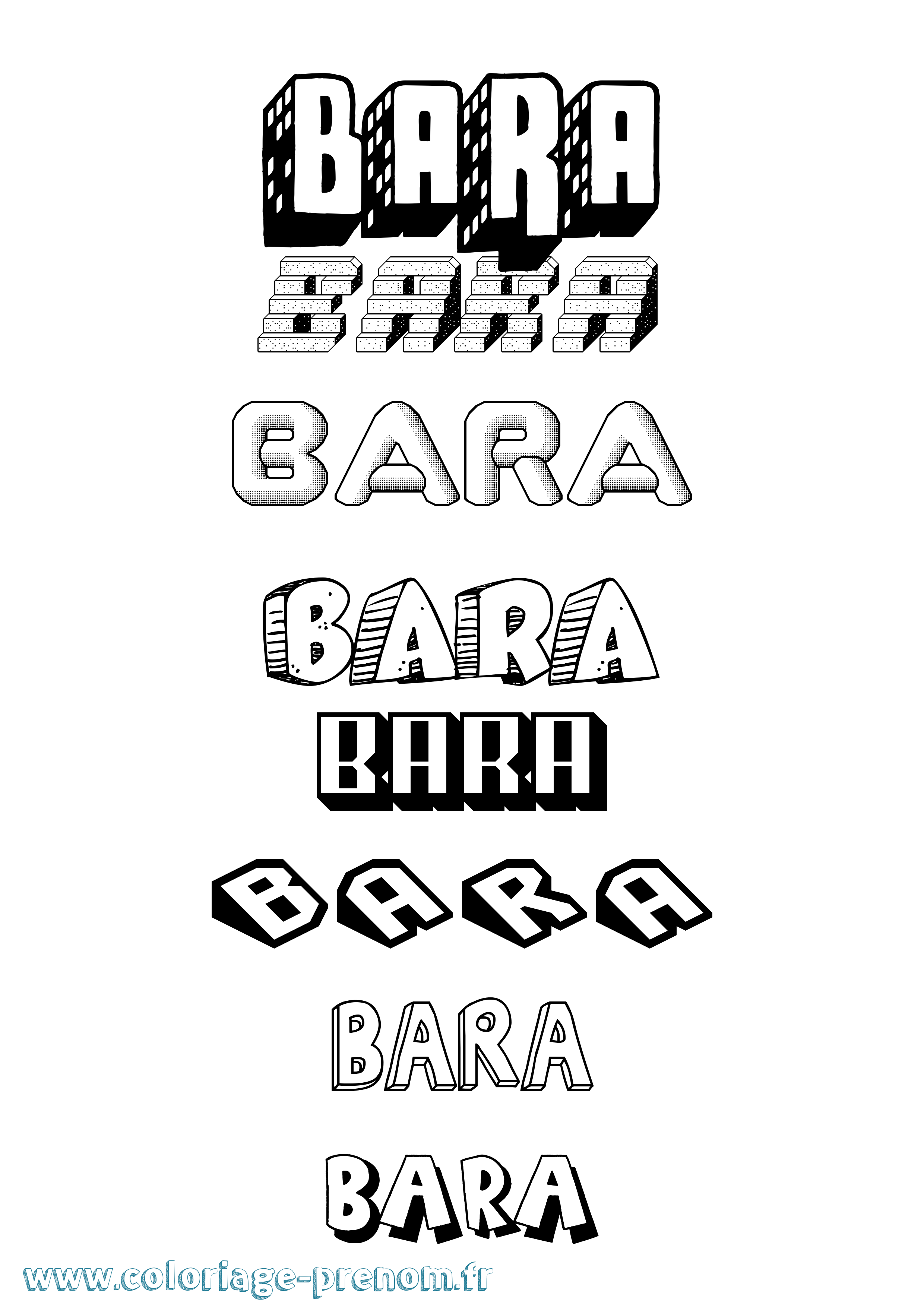Coloriage prénom Bara Effet 3D