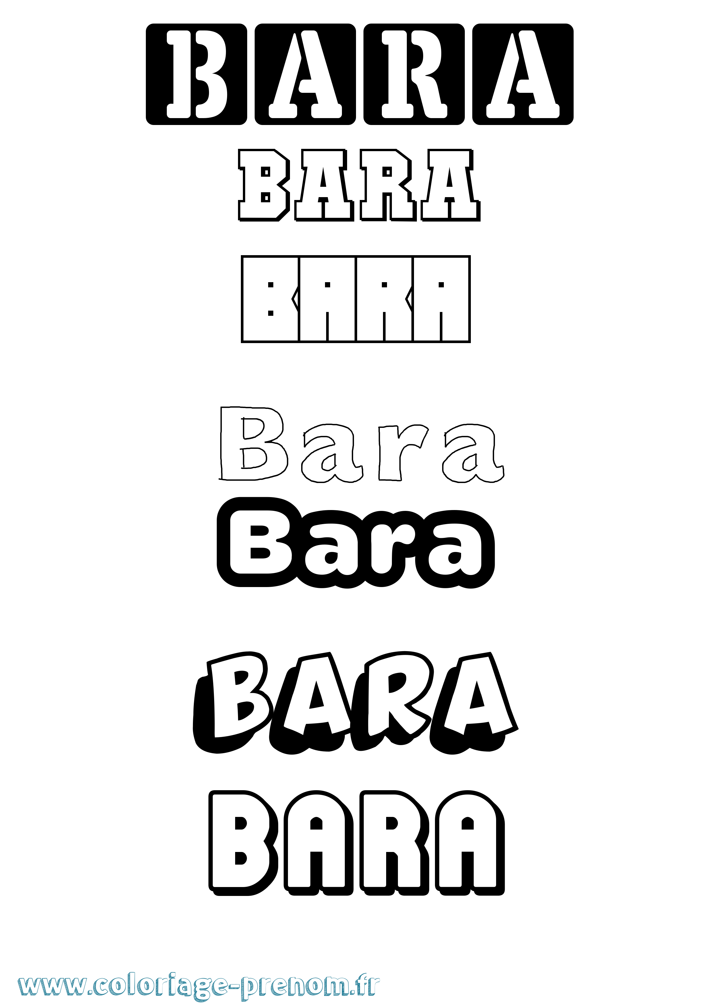 Coloriage prénom Bara Simple