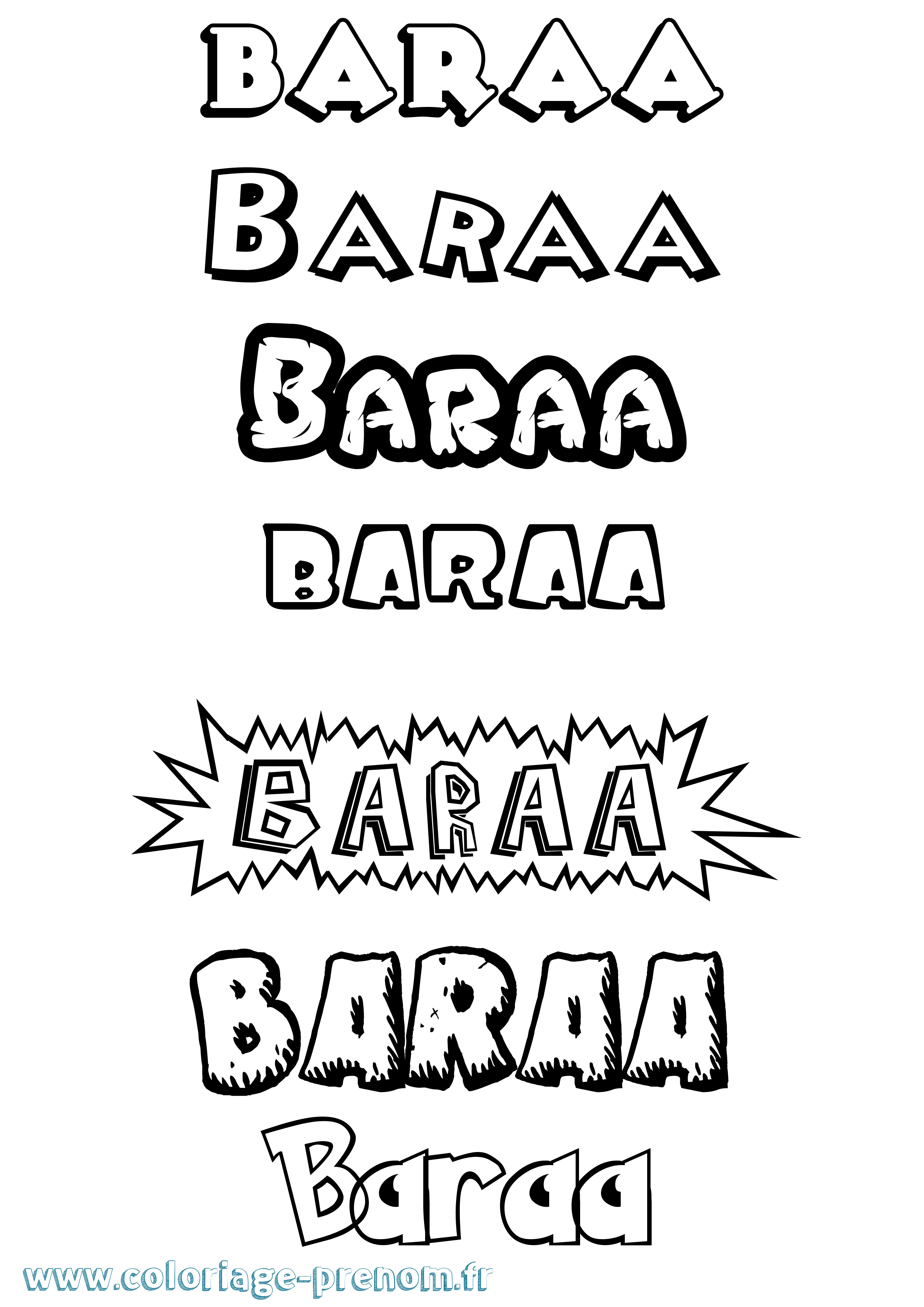 Coloriage prénom Baraa Dessin Animé