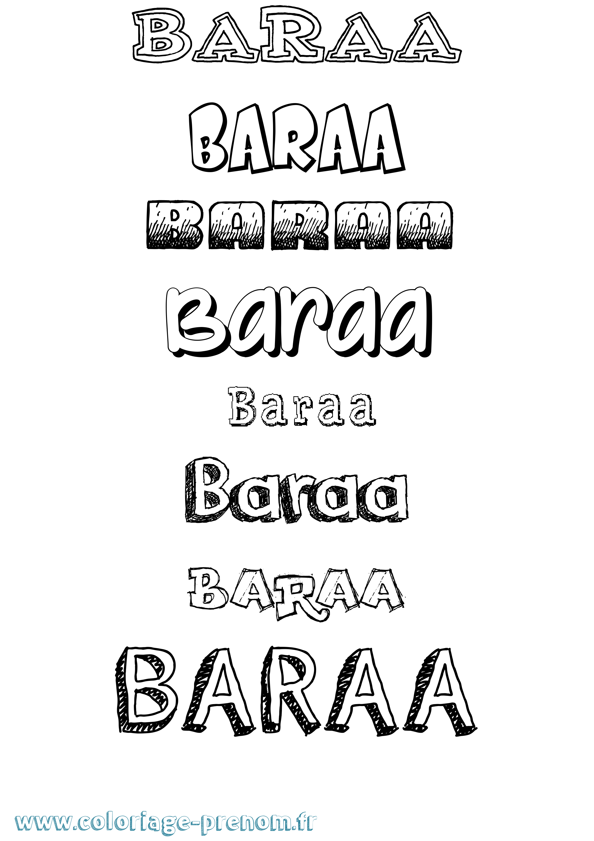 Coloriage prénom Baraa Dessiné