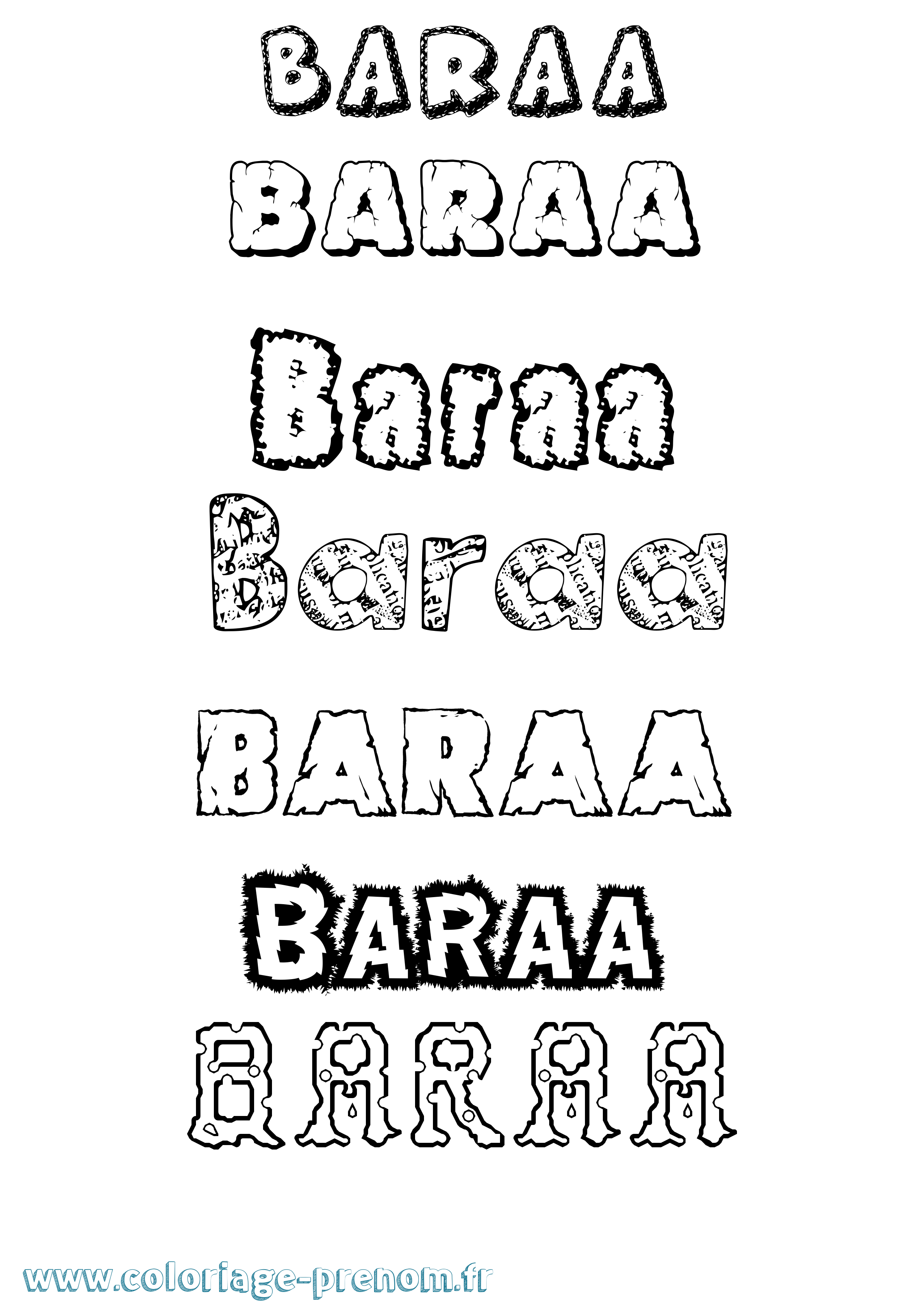 Coloriage prénom Baraa Destructuré