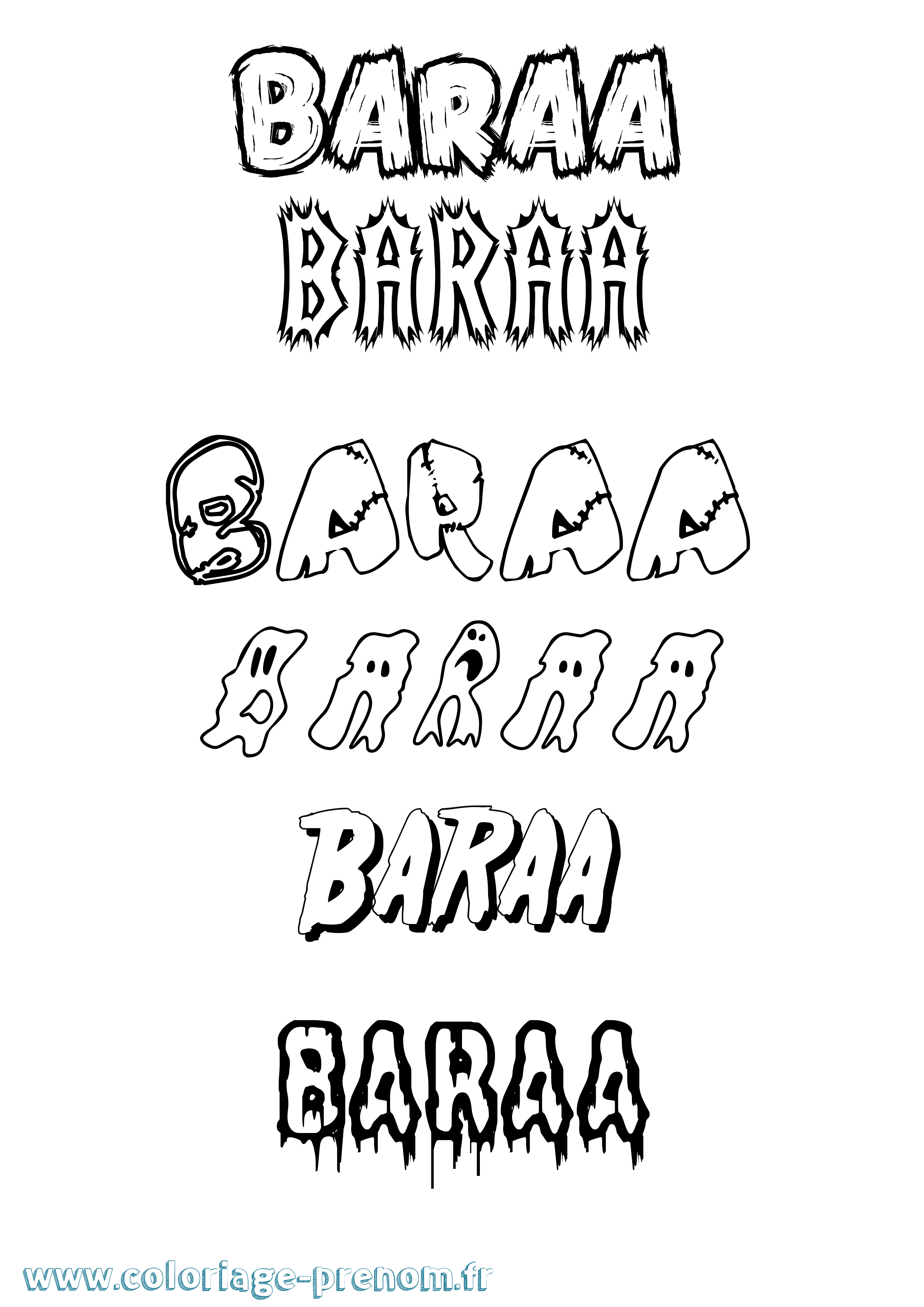 Coloriage prénom Baraa Frisson