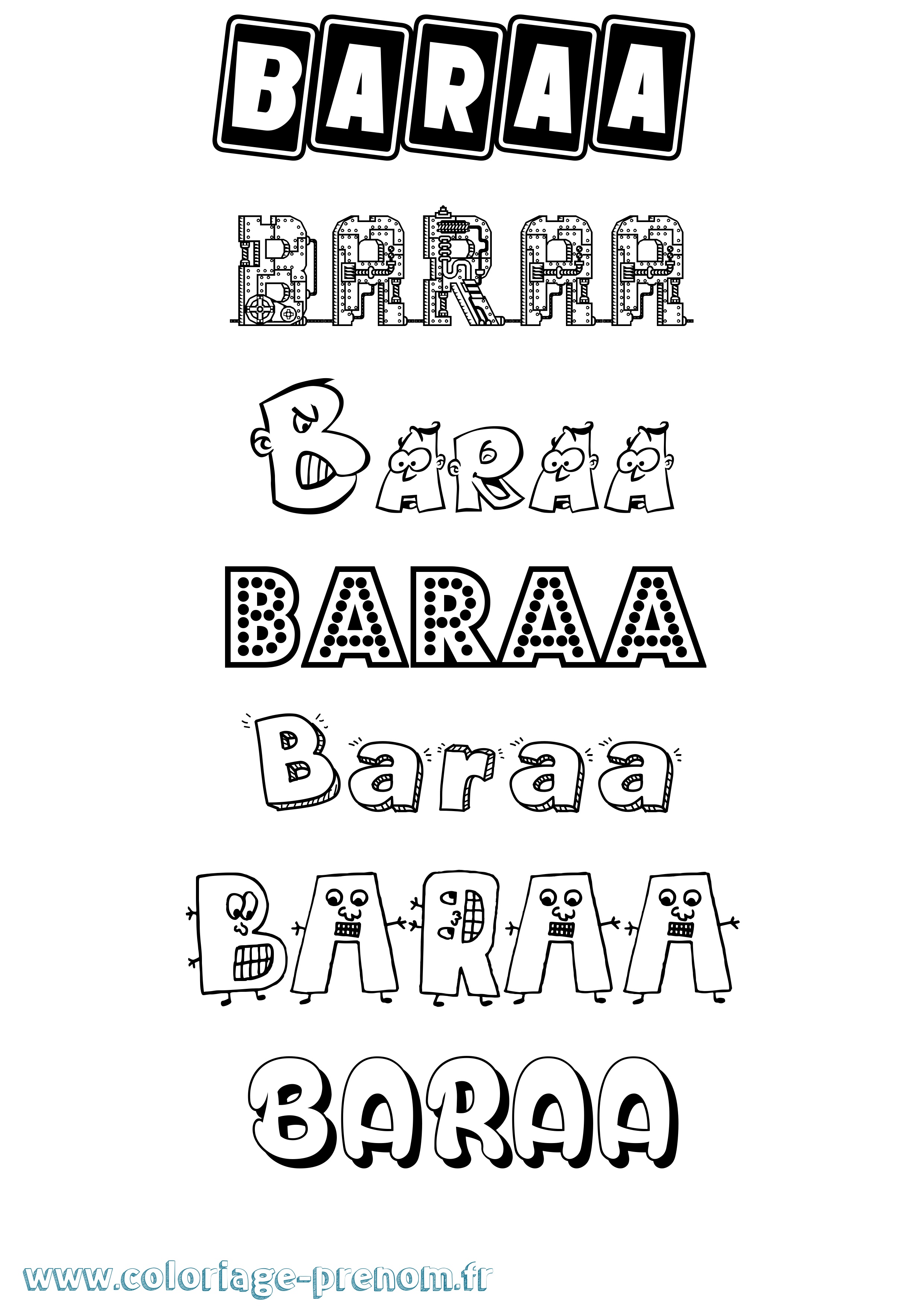 Coloriage prénom Baraa Fun