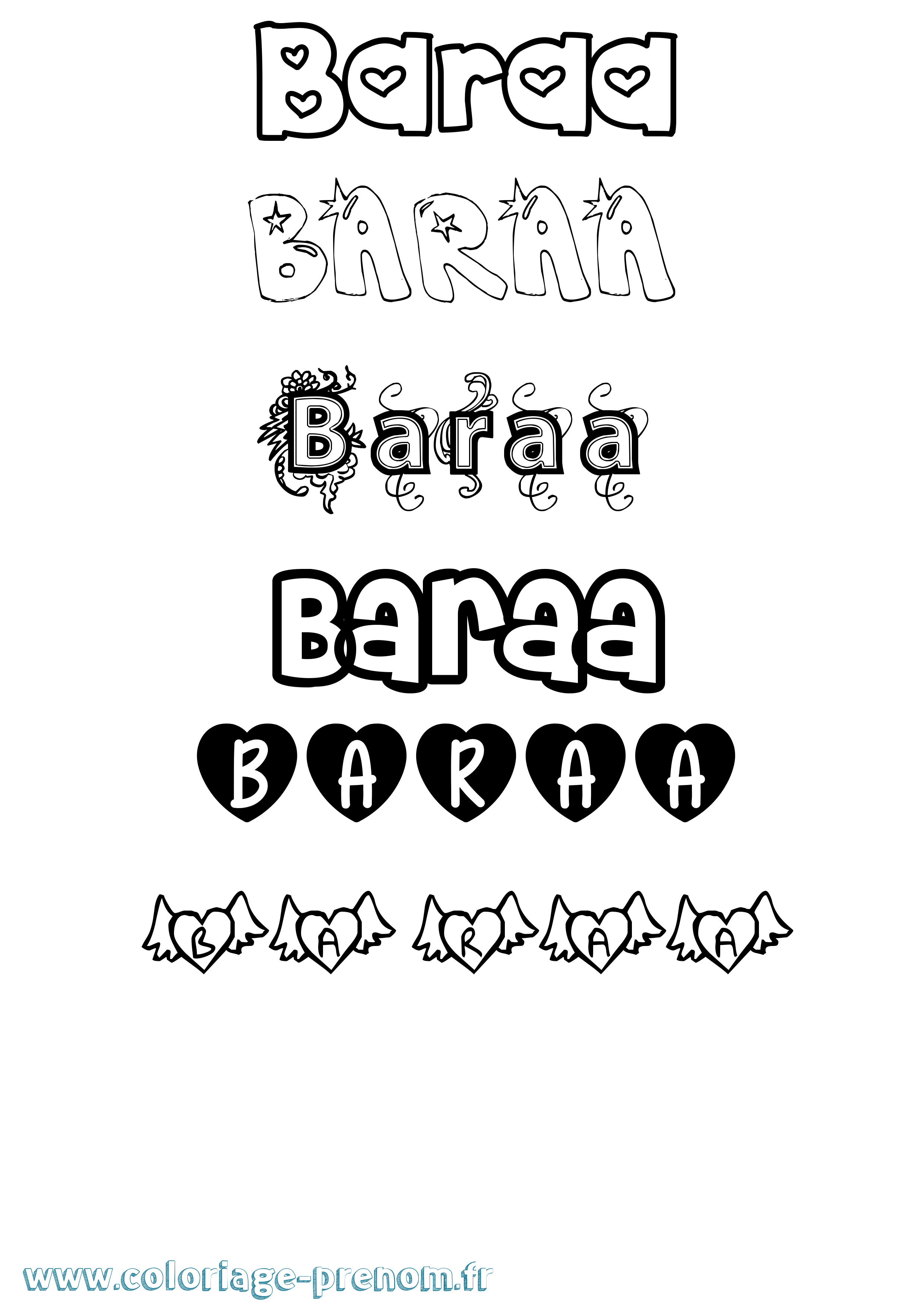 Coloriage prénom Baraa Girly