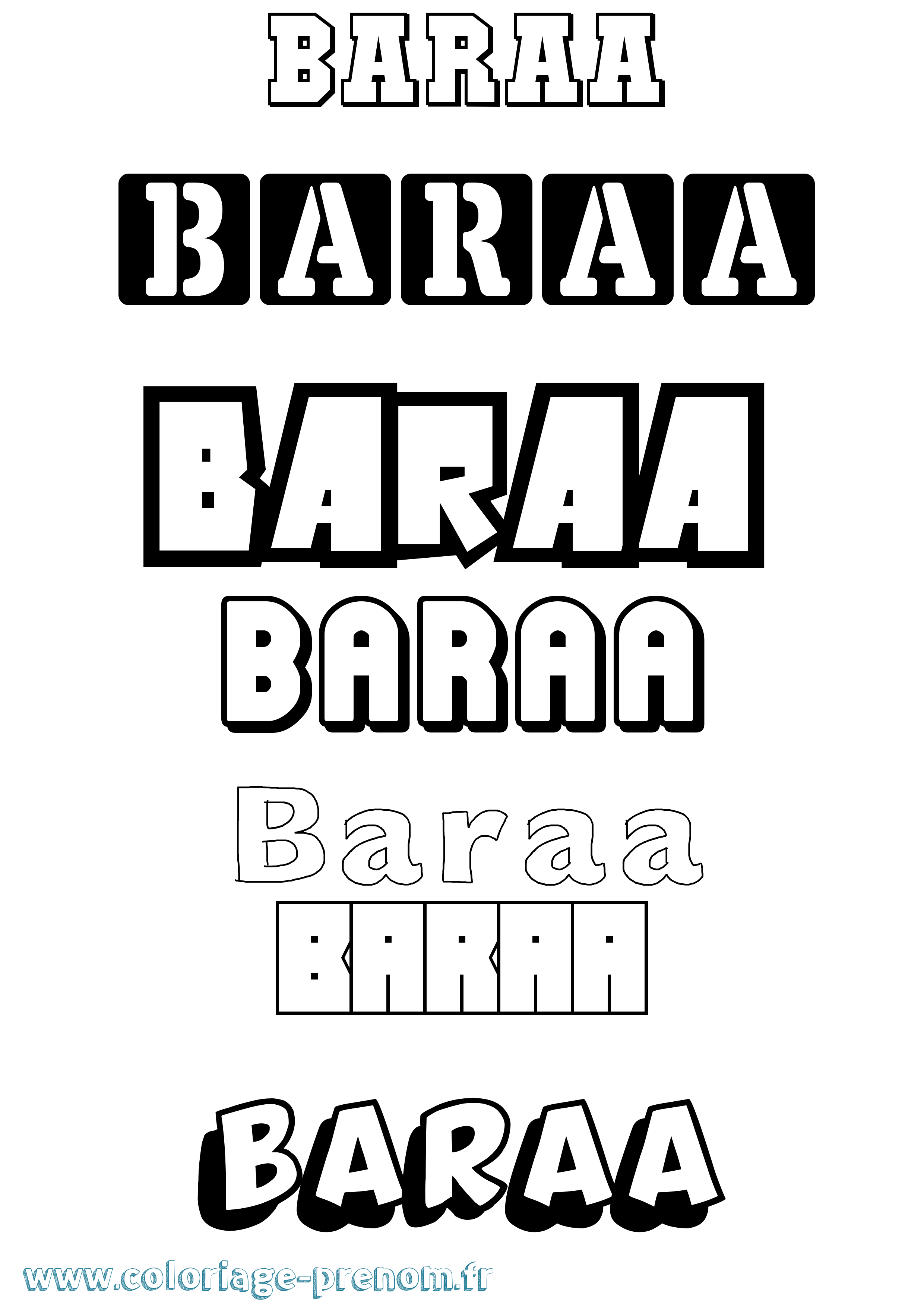 Coloriage prénom Baraa Simple