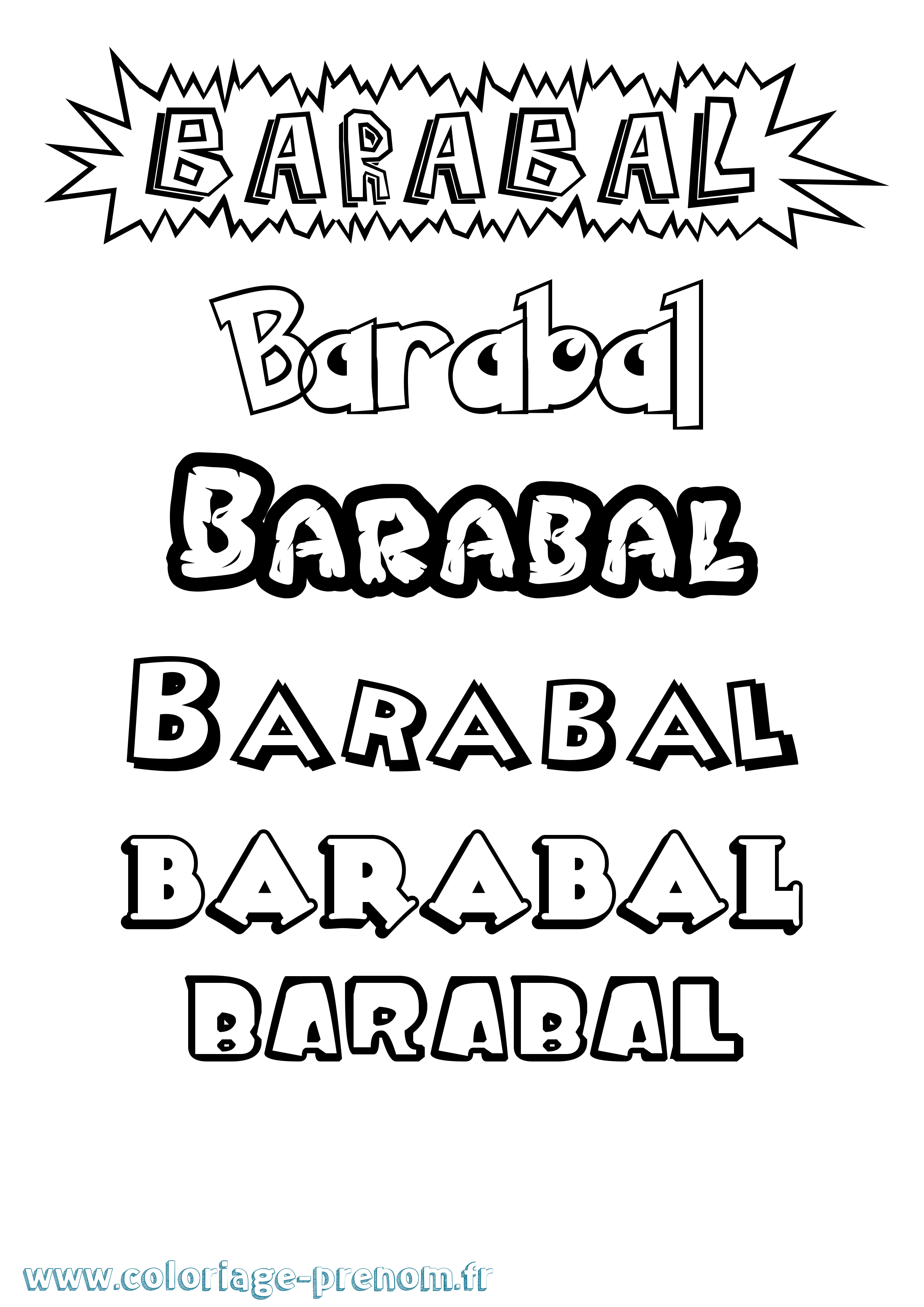 Coloriage prénom Barabal Dessin Animé