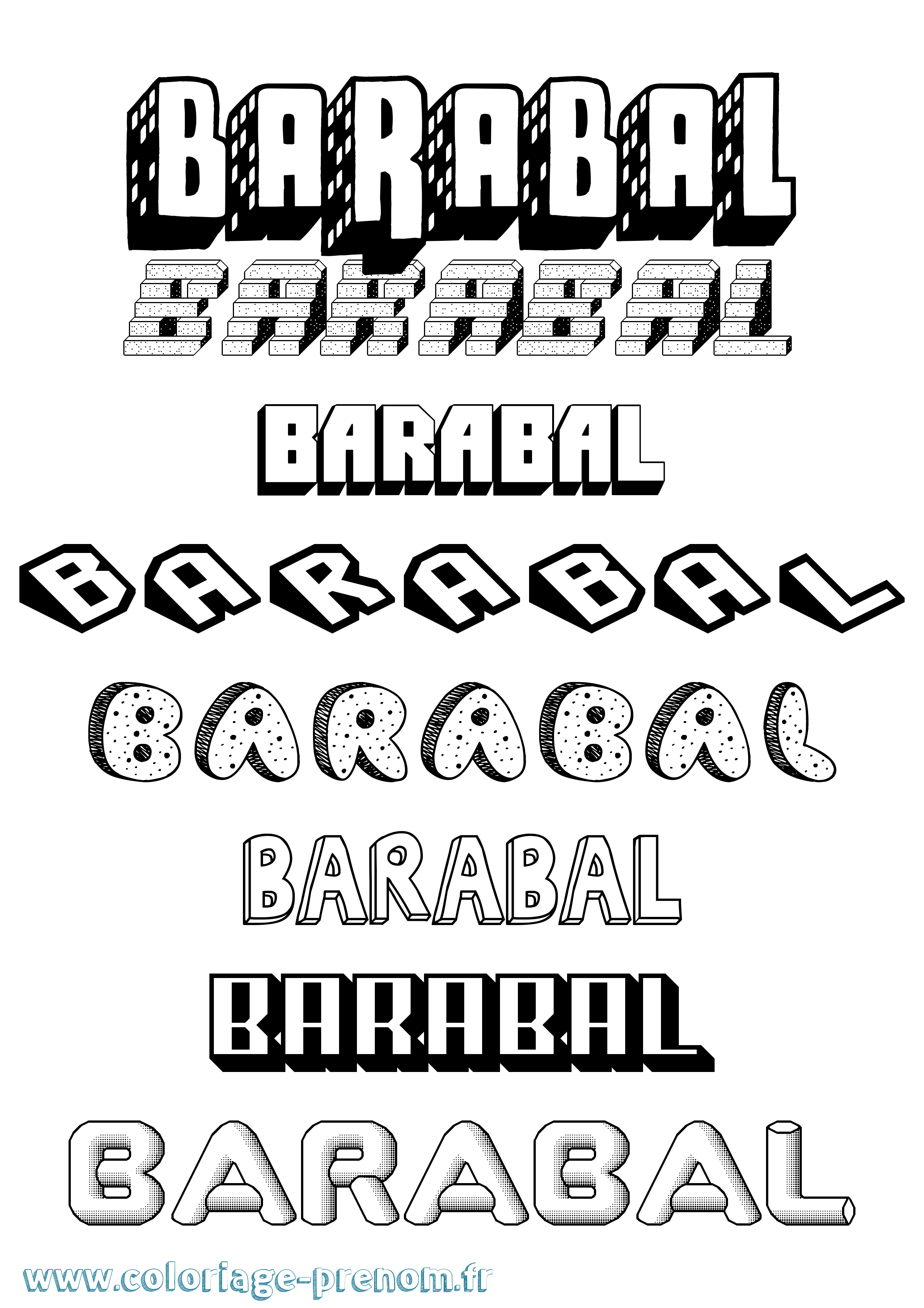 Coloriage prénom Barabal Effet 3D