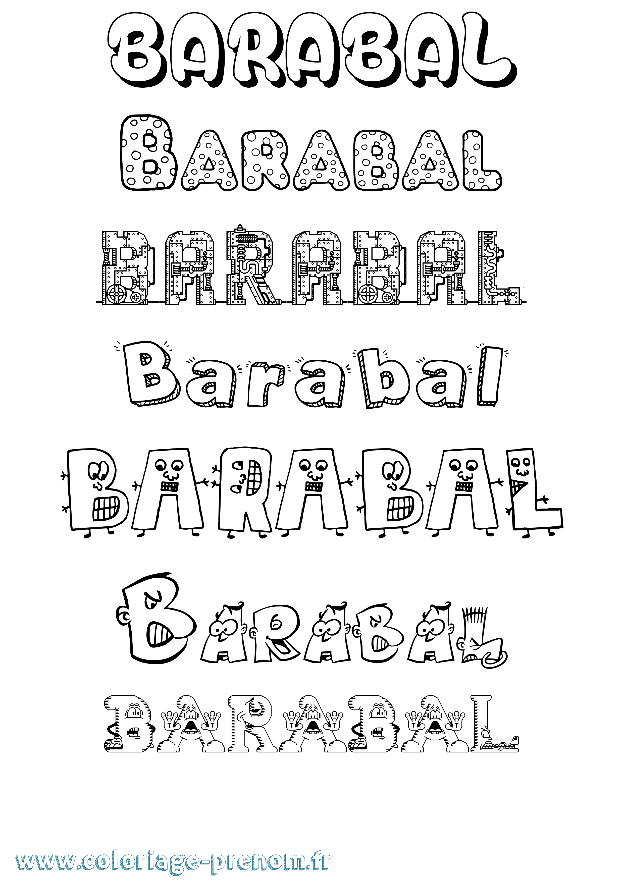 Coloriage prénom Barabal Fun