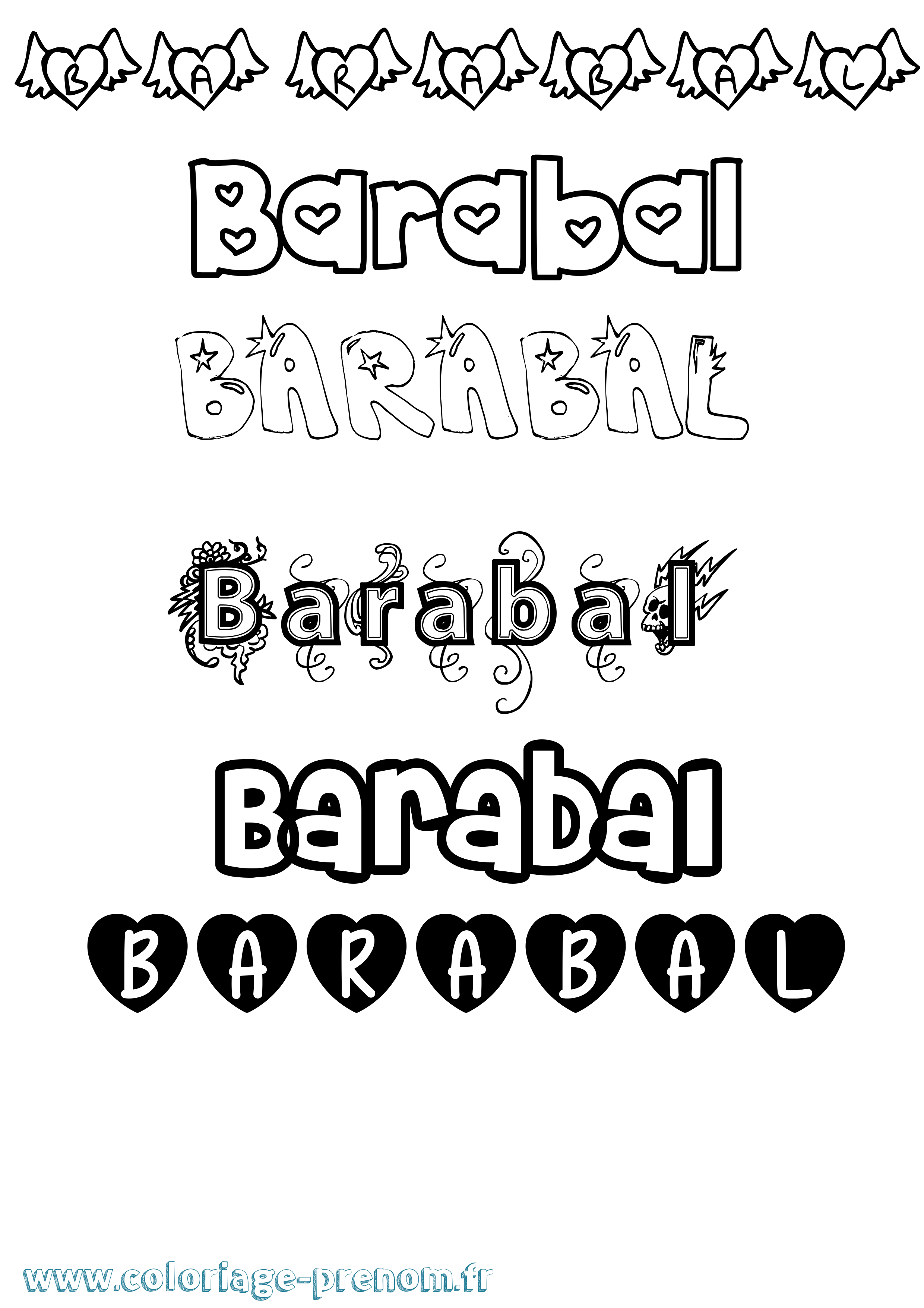 Coloriage prénom Barabal Girly