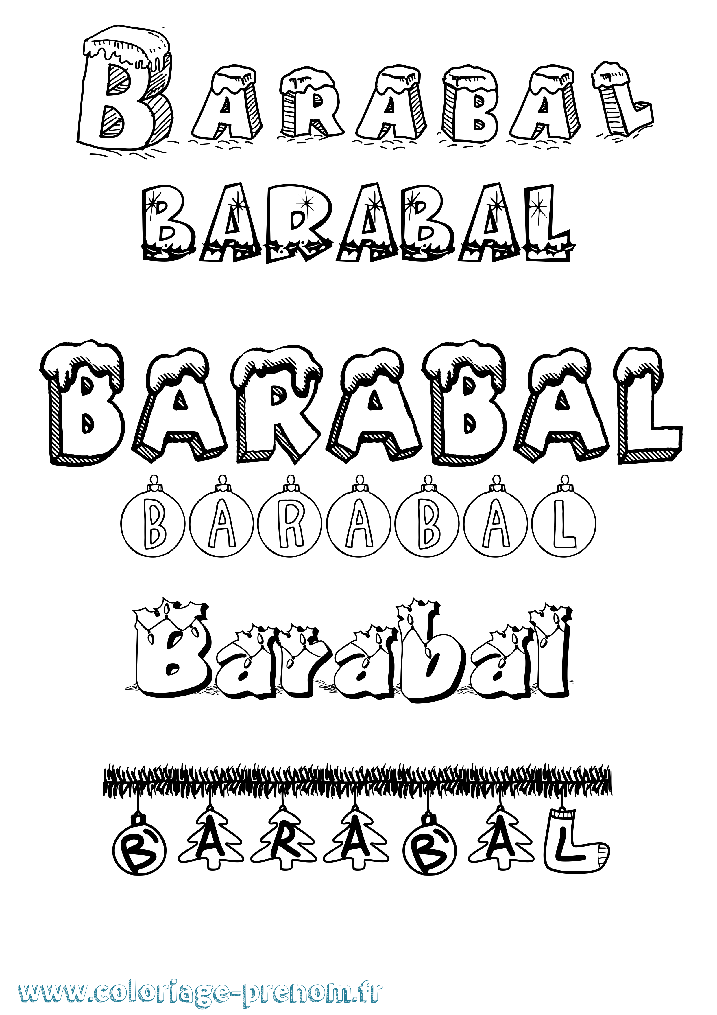 Coloriage prénom Barabal Noël