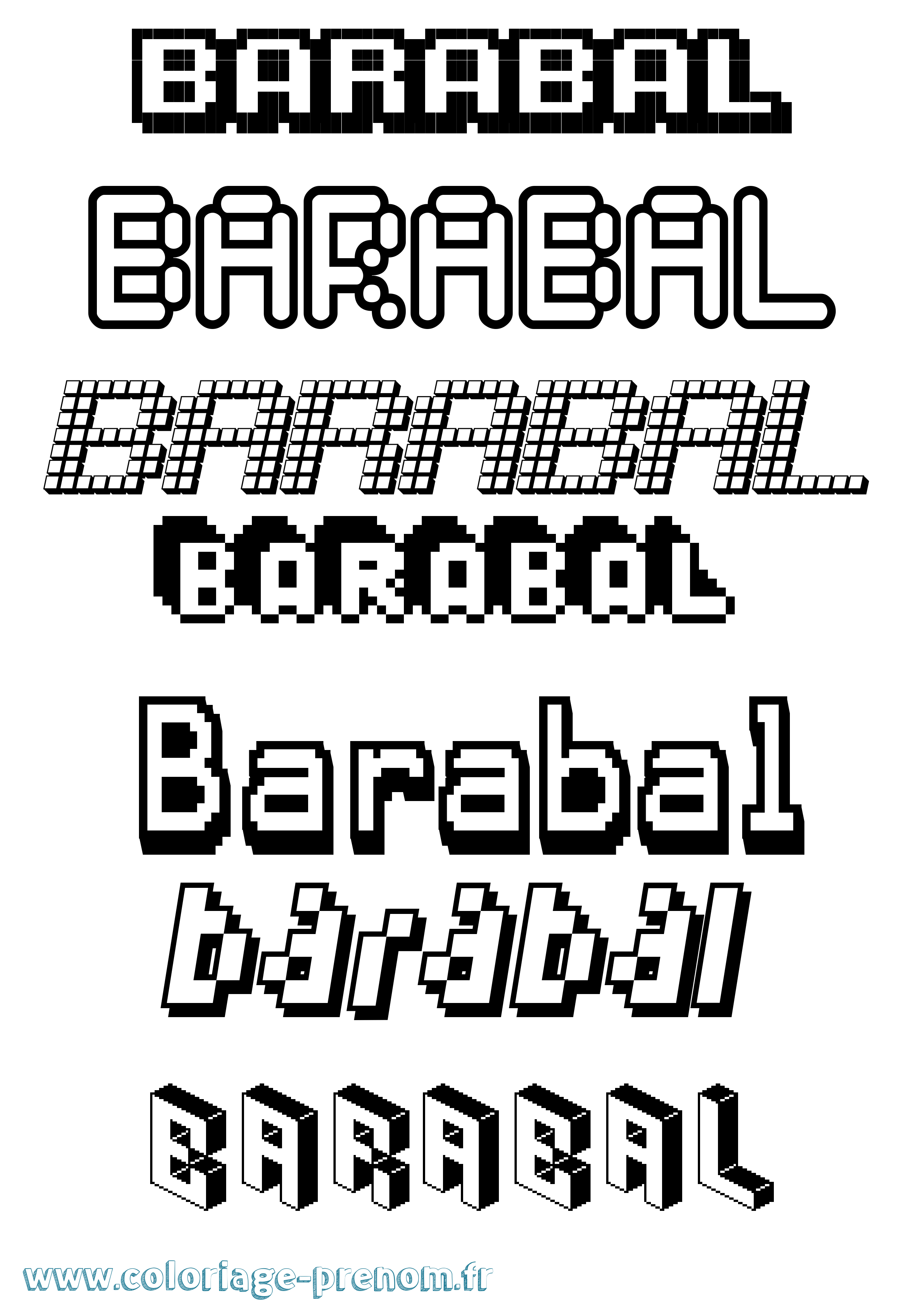 Coloriage prénom Barabal Pixel