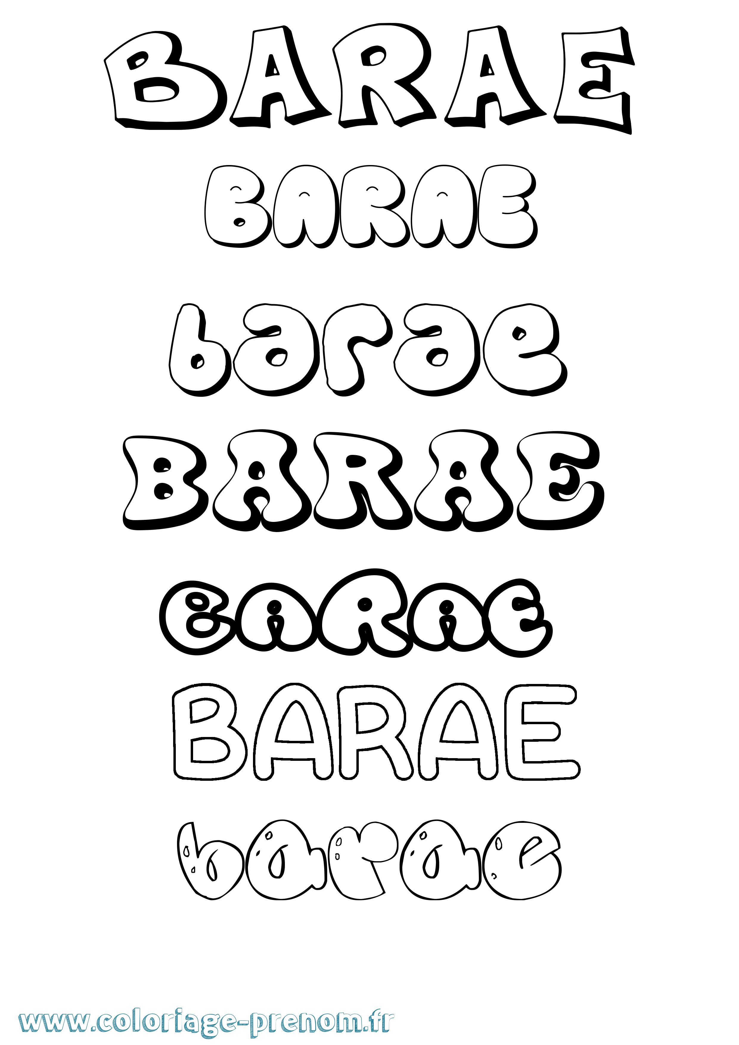 Coloriage Barae Bubble Coloriage prénom Barae Bubble