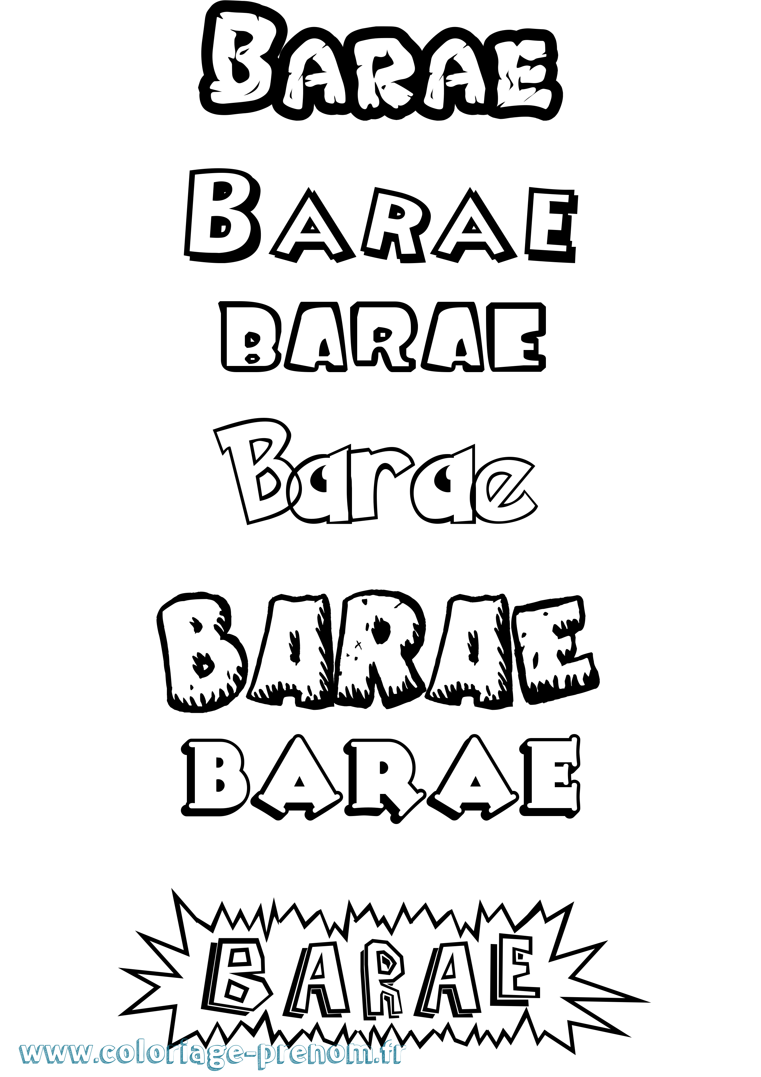 Coloriage Barae Dessin Animé Coloriage prénom Barae Dessin Animé