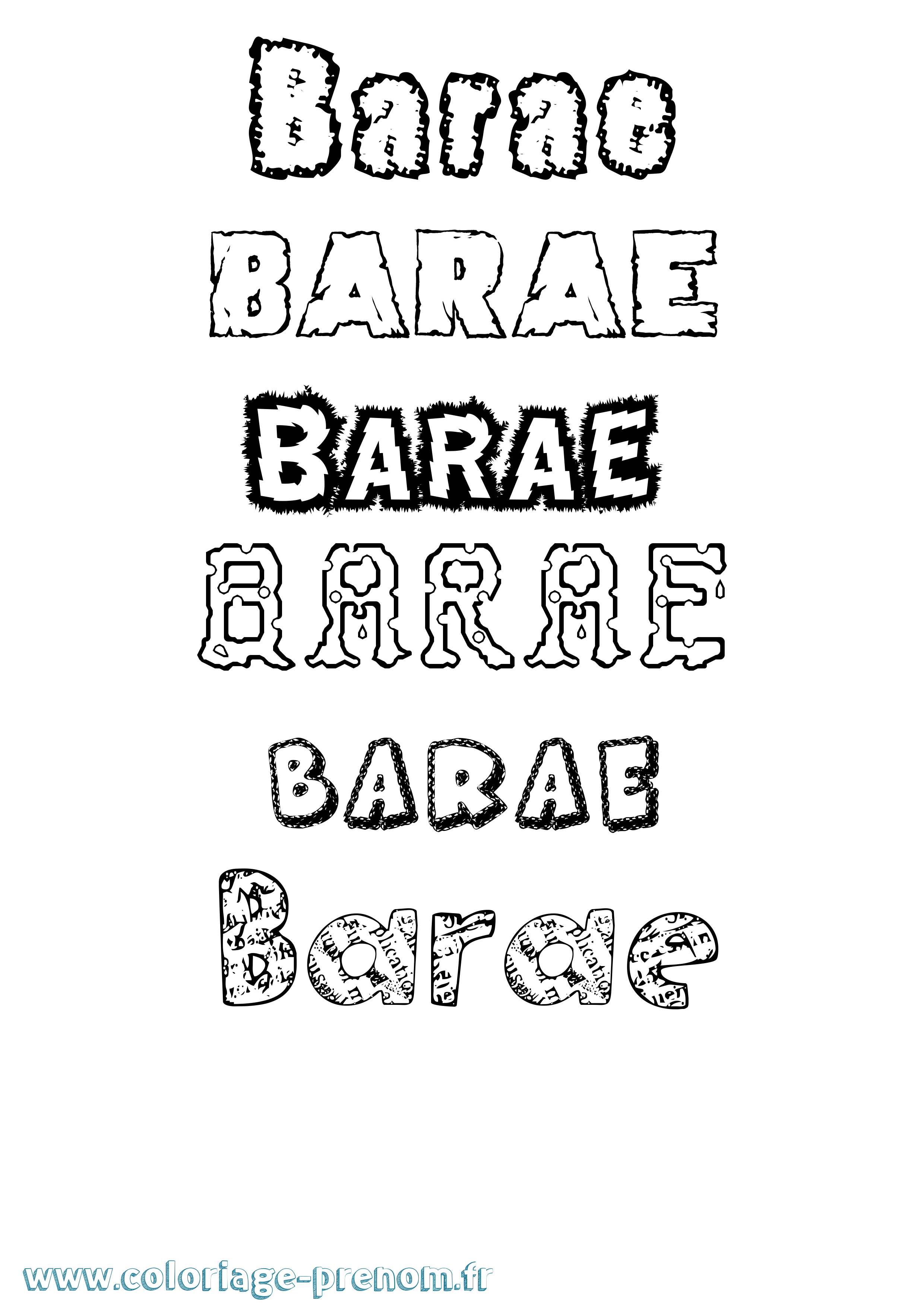 Coloriage Barae Destructuré Coloriage prénom Barae Destructuré