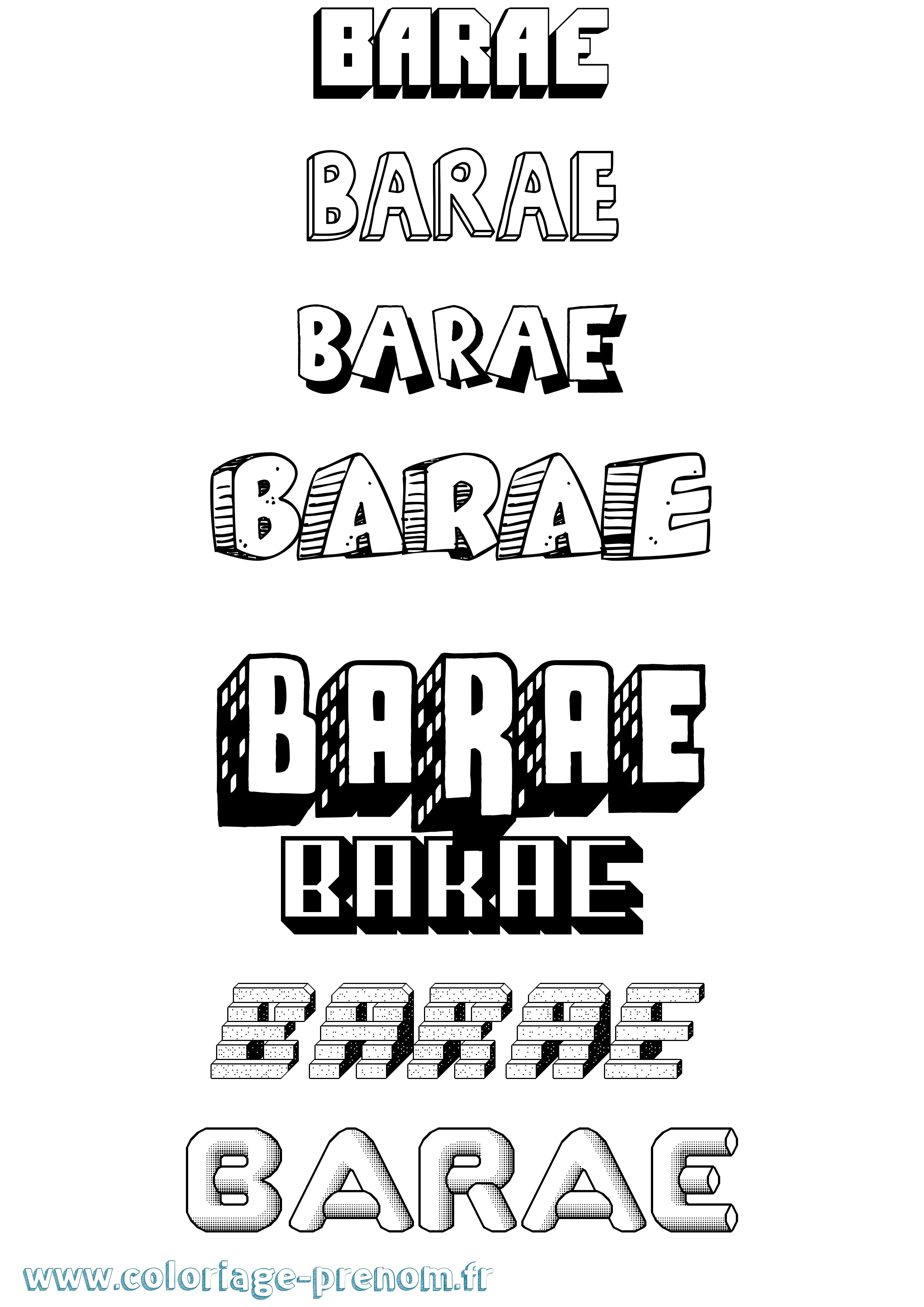 Coloriage Barae Effet 3D Coloriage prénom Barae Effet 3D