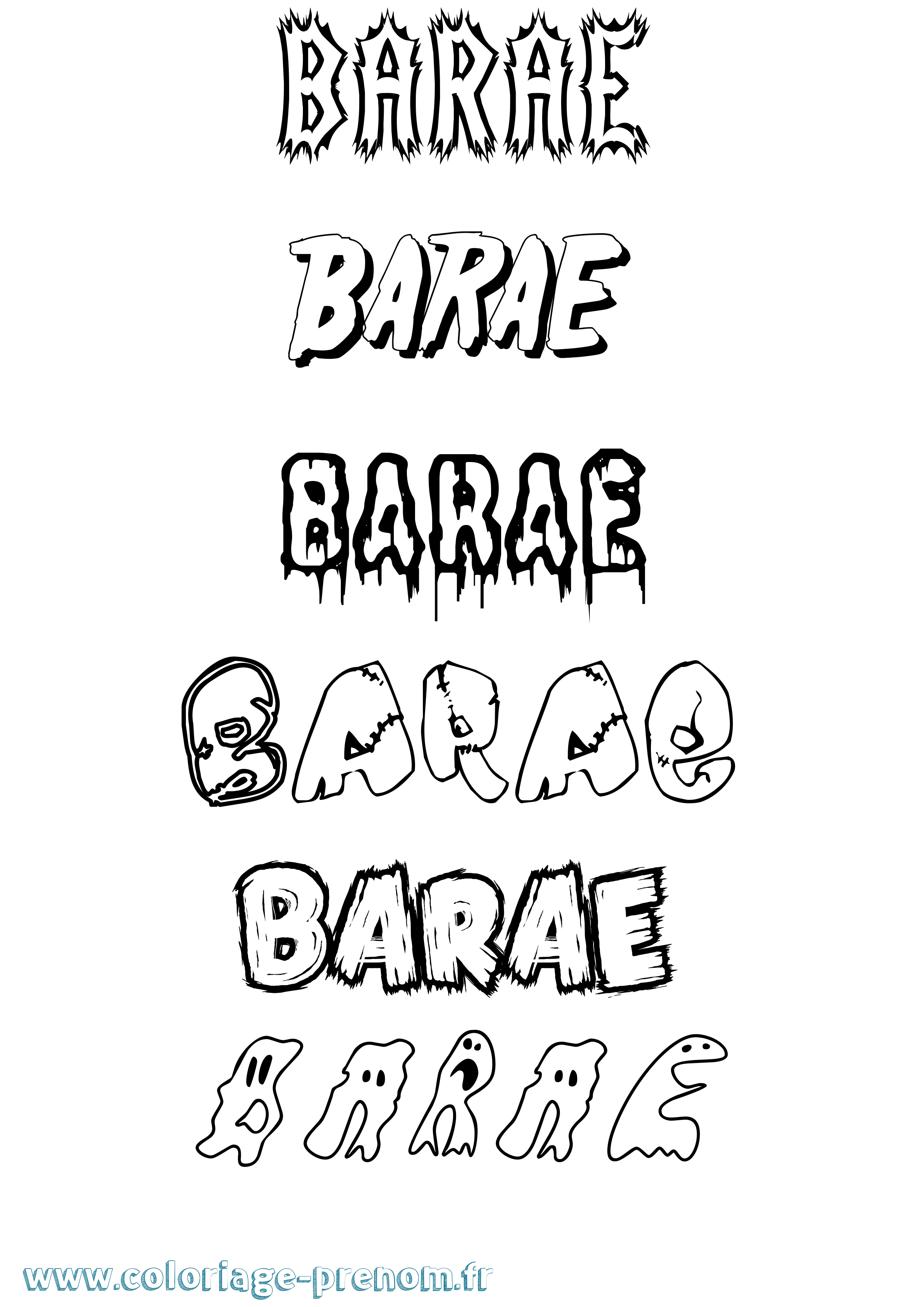 Coloriage Barae Frisson Coloriage prénom Barae Frisson