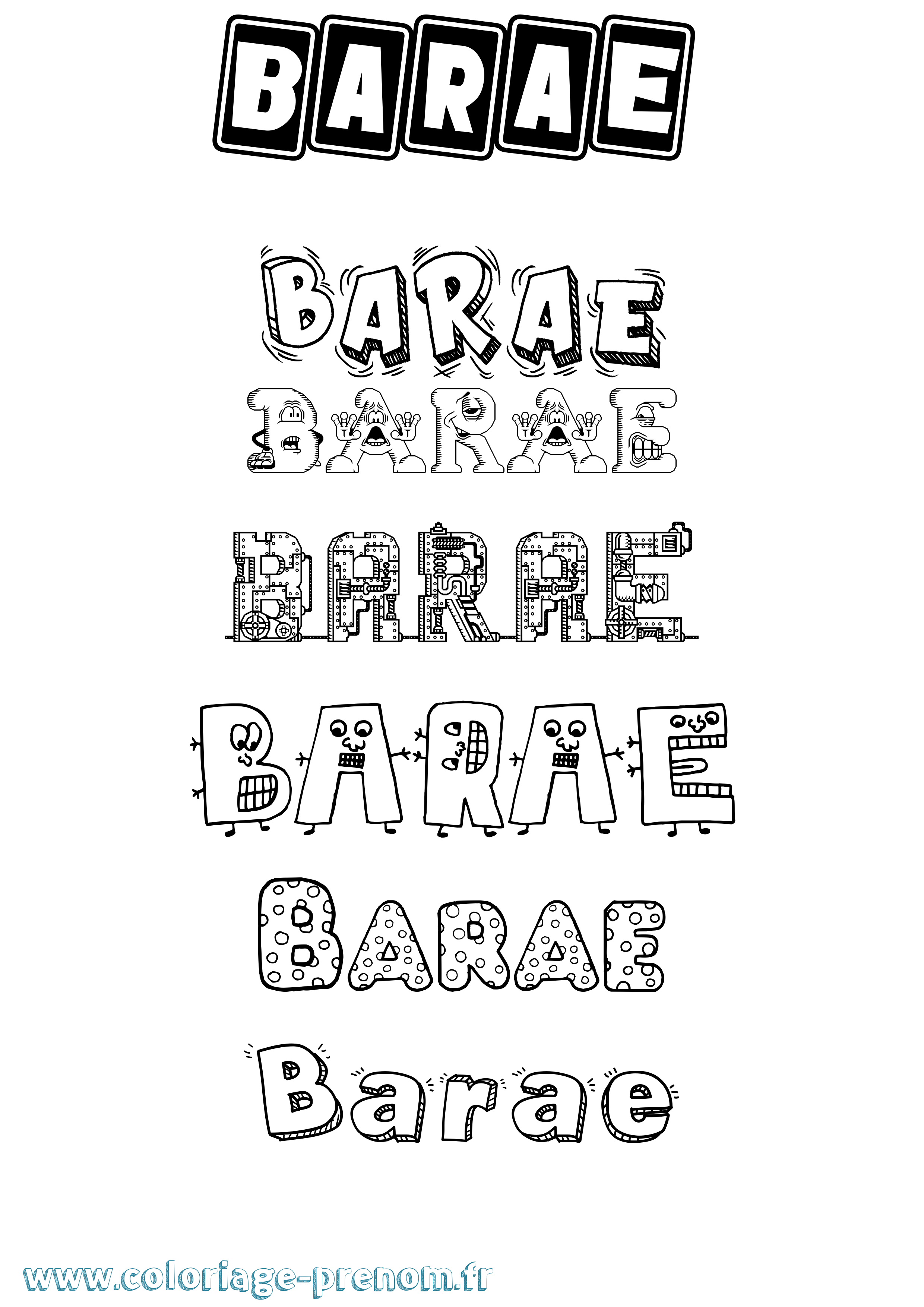 Coloriage Barae Fun Coloriage prénom Barae Fun