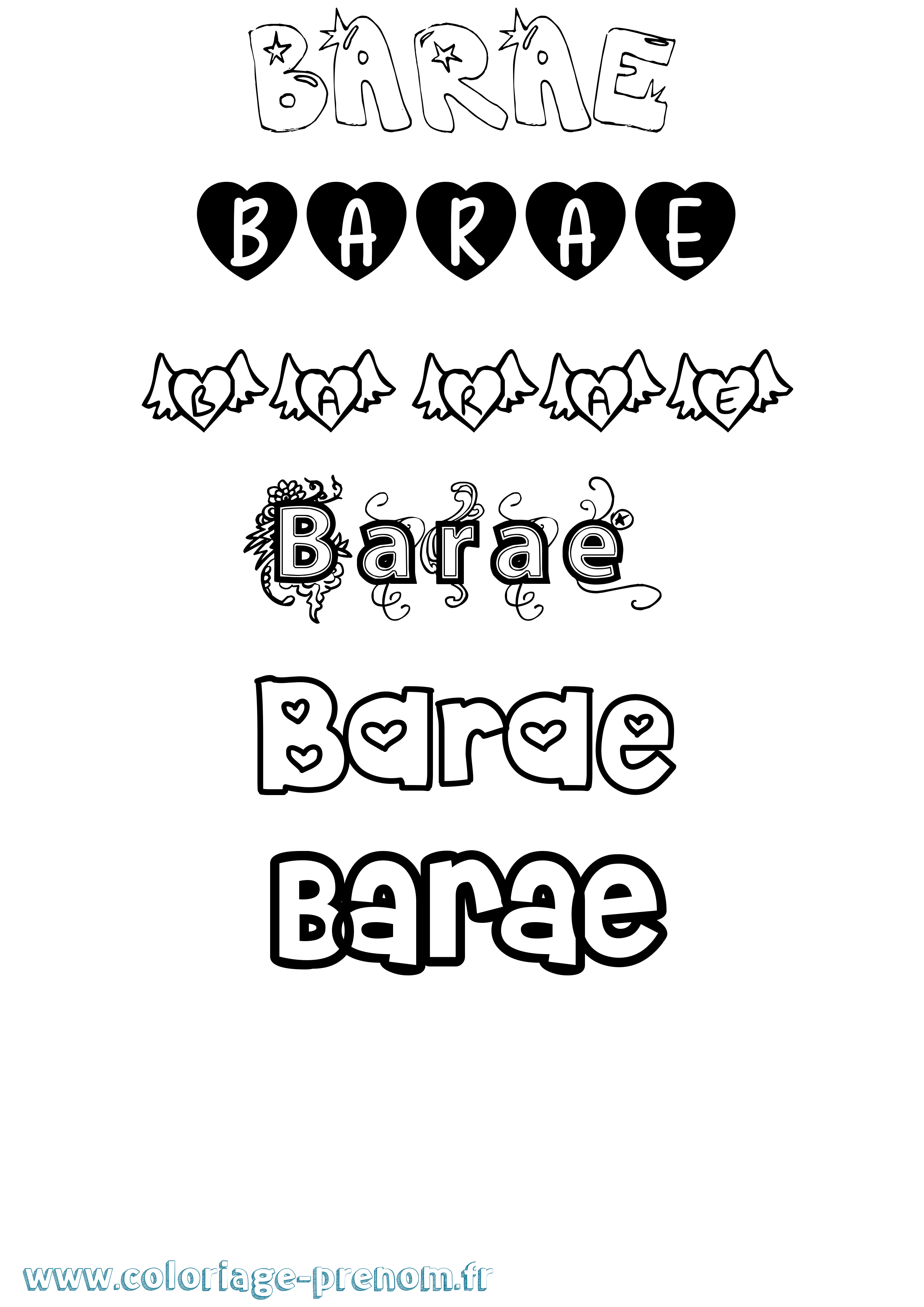 Coloriage Barae Girly Coloriage prénom Barae Girly