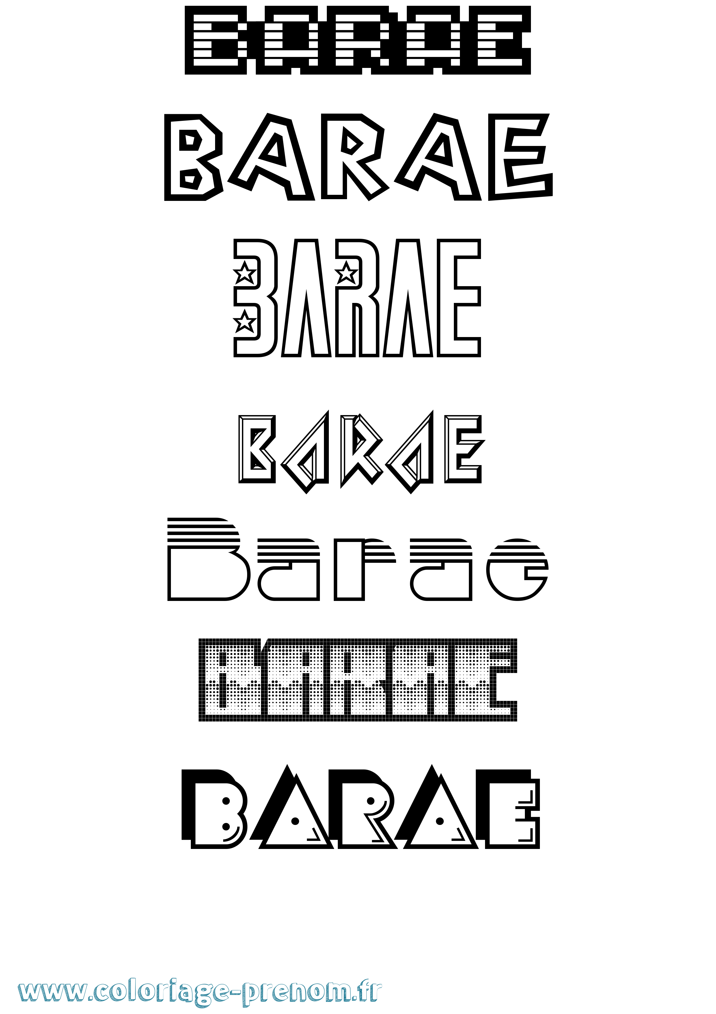 Coloriage Barae Jeux Vidéos Coloriage prénom Barae Jeux Vidéos