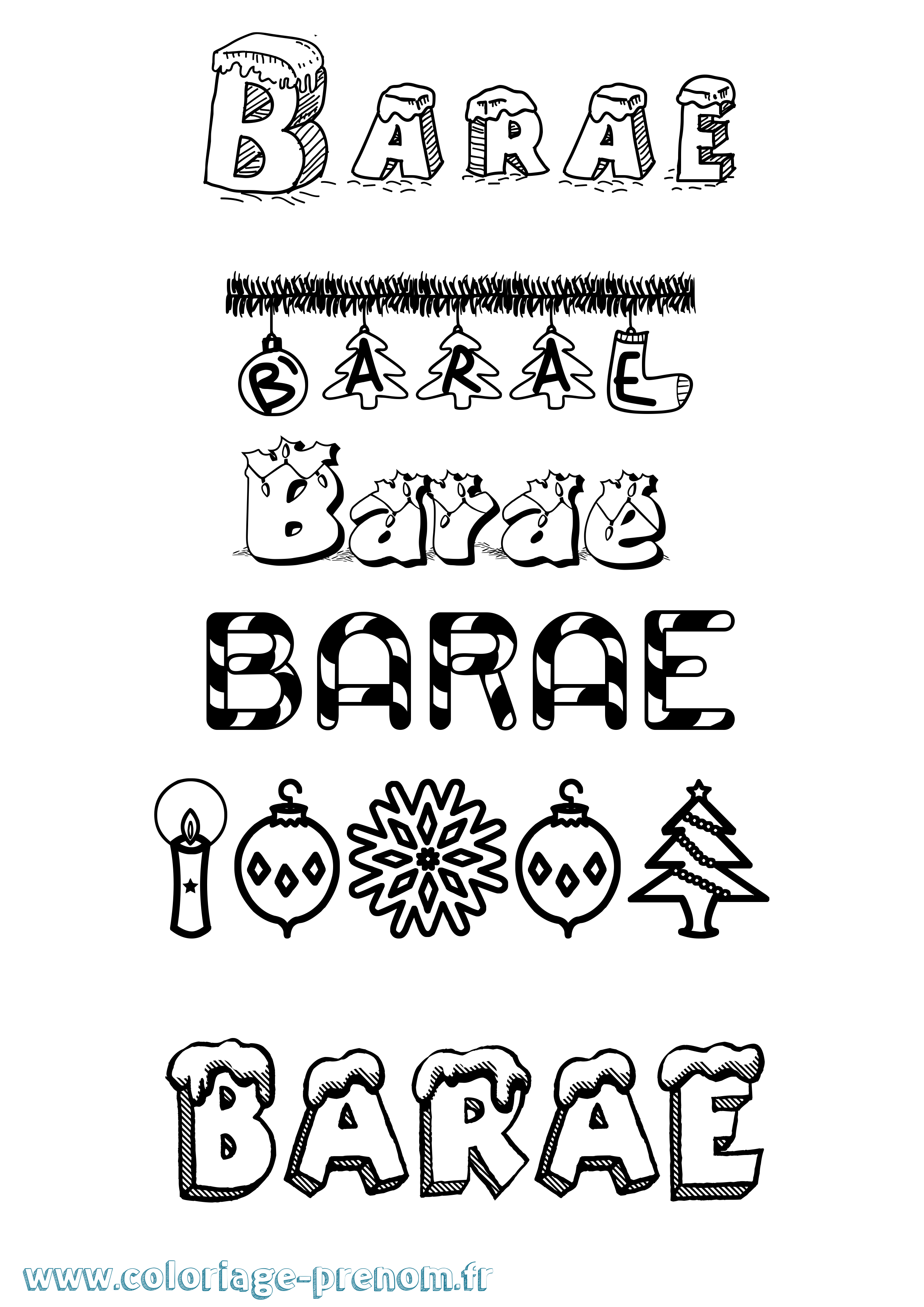 Coloriage Barae Noël Coloriage prénom Barae Noël