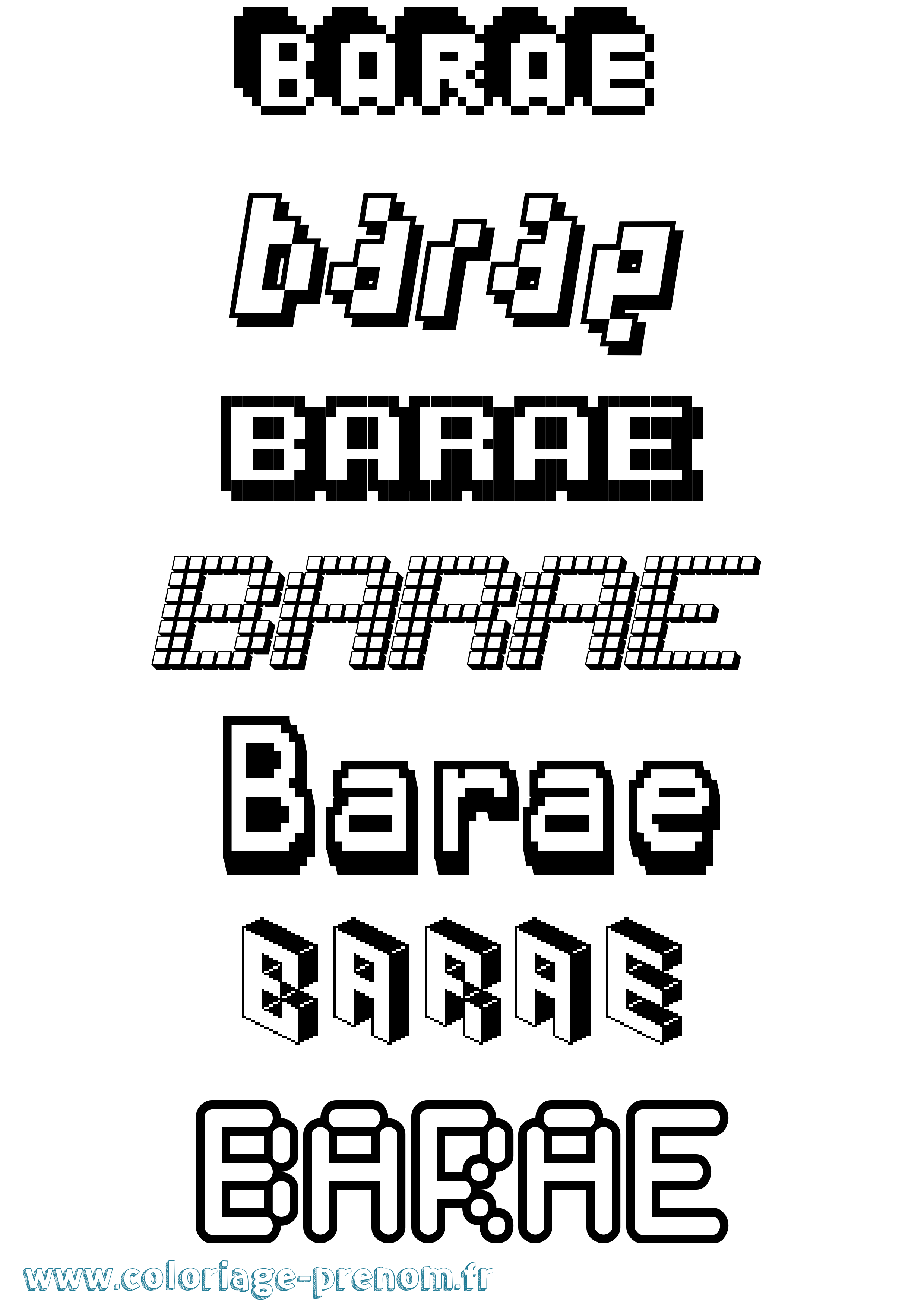 Coloriage Barae Pixel Coloriage prénom Barae Pixel