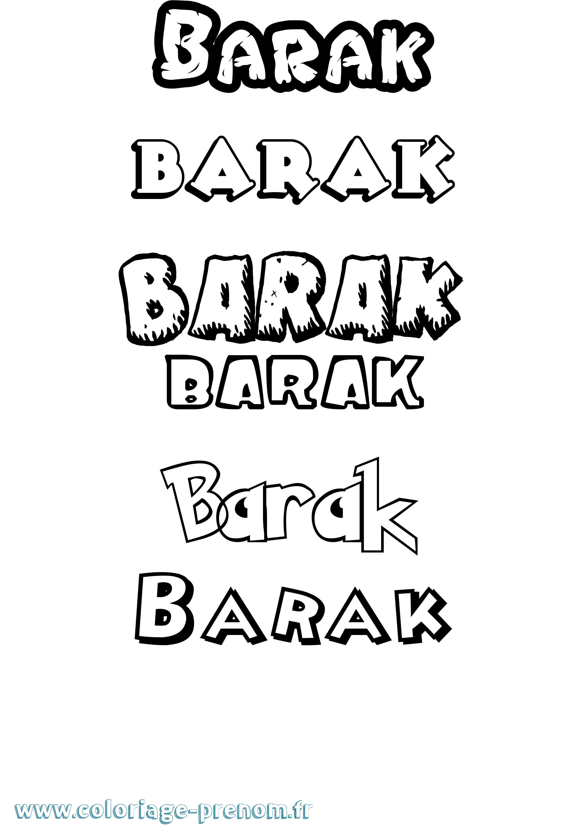 Coloriage Barak Dessin Animé Coloriage prénom Barak Dessin Animé