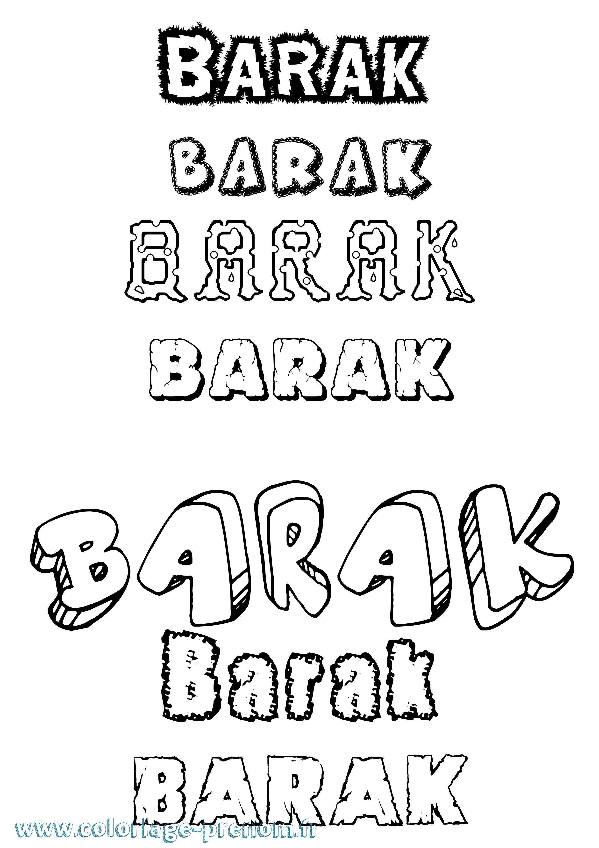 Coloriage Barak Destructuré Coloriage prénom Barak Destructuré