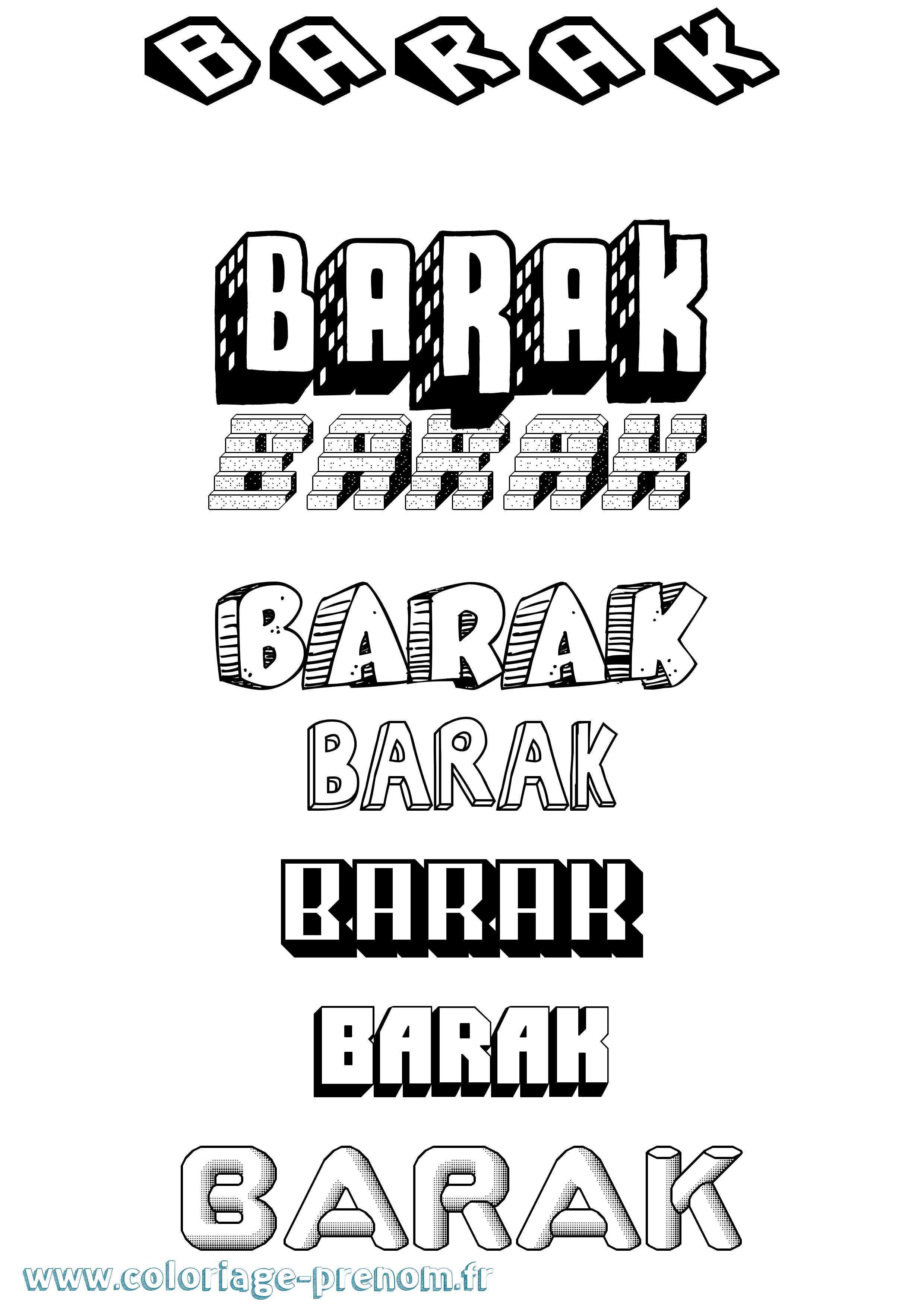 Coloriage Barak Effet 3D Coloriage prénom Barak Effet 3D
