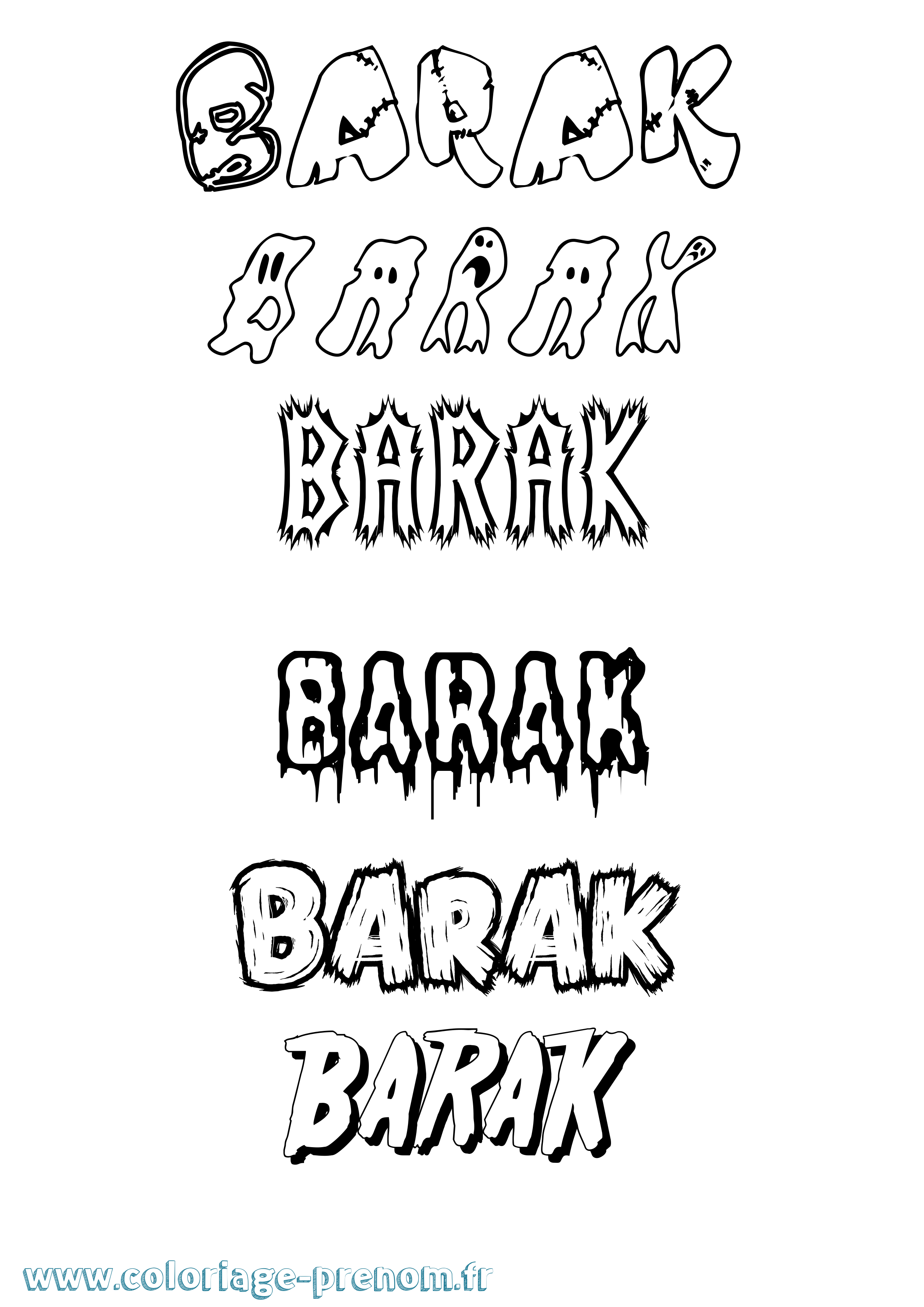 Coloriage Barak Frisson Coloriage prénom Barak Frisson