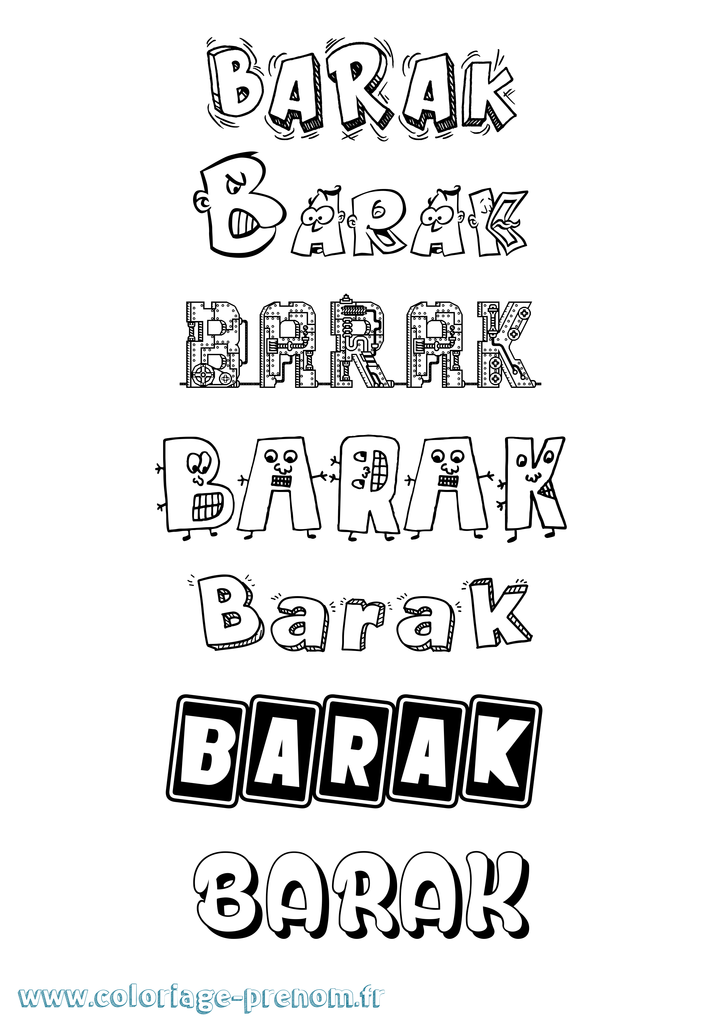 Coloriage Barak Fun Coloriage prénom Barak Fun