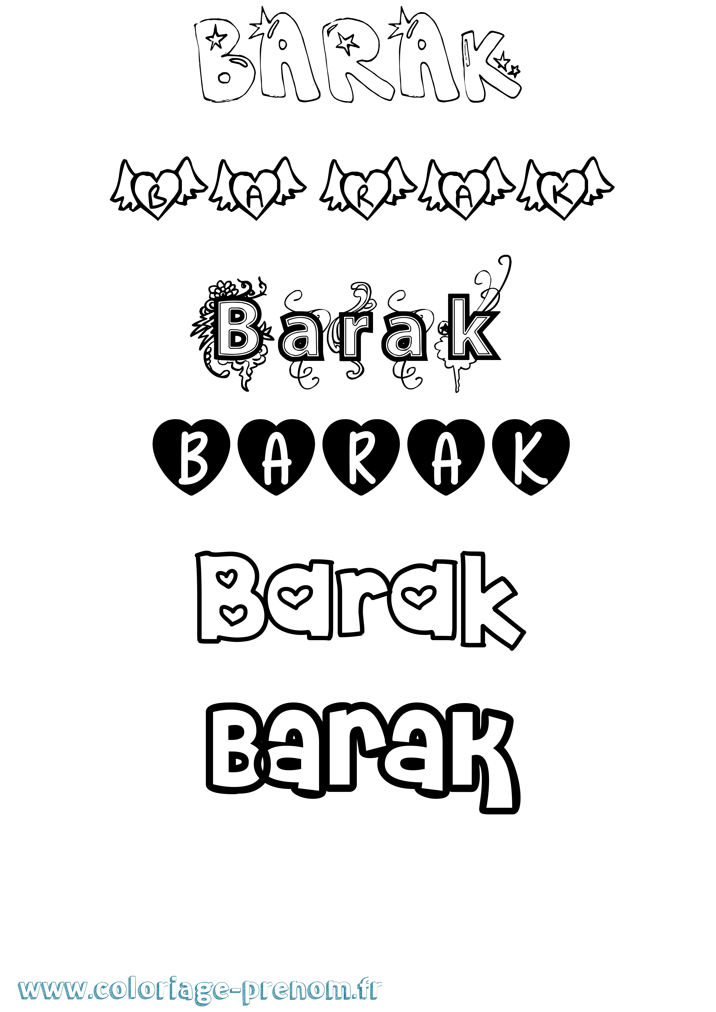 Coloriage Barak Girly Coloriage prénom Barak Girly