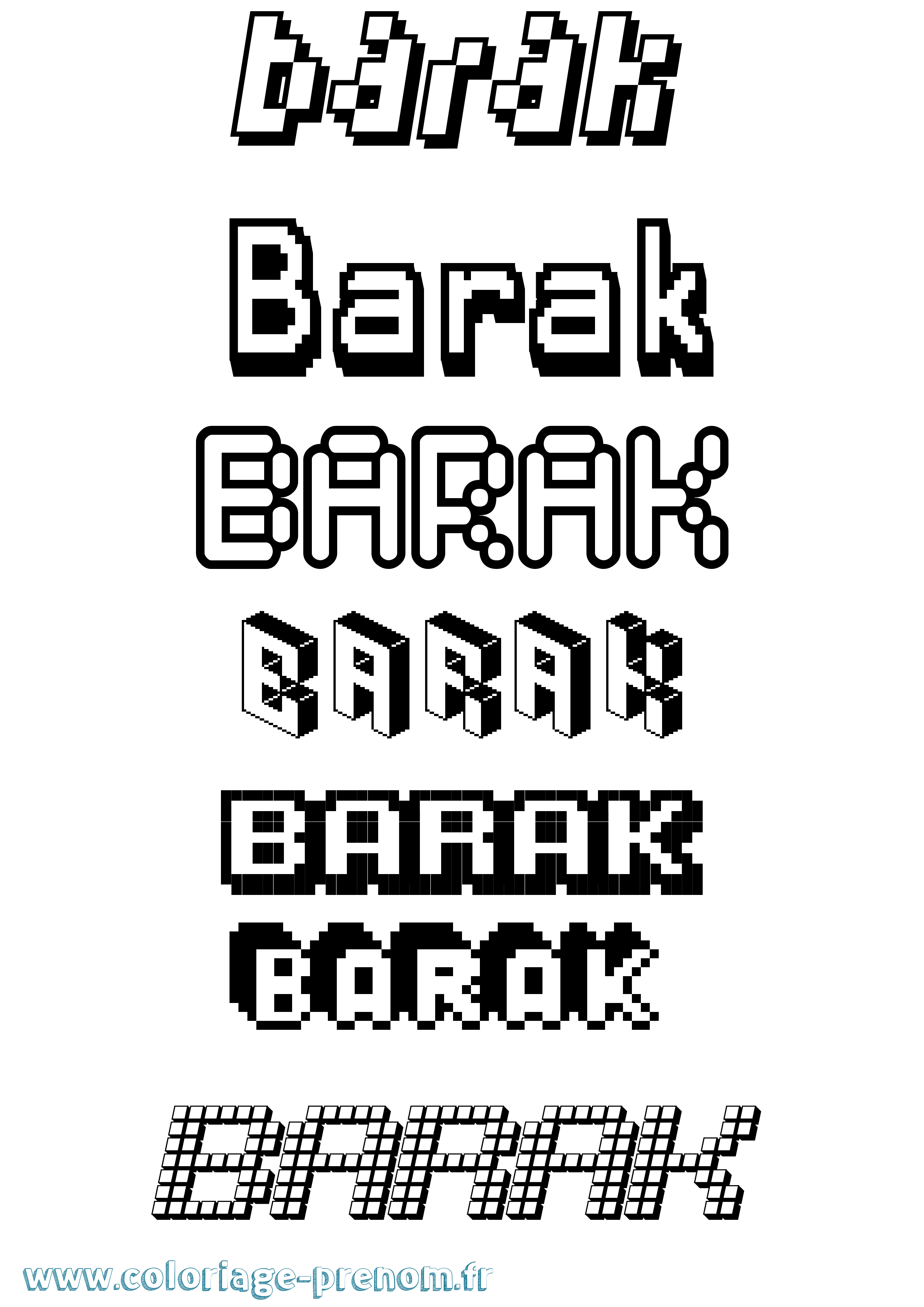 Coloriage Barak Pixel Coloriage prénom Barak Pixel