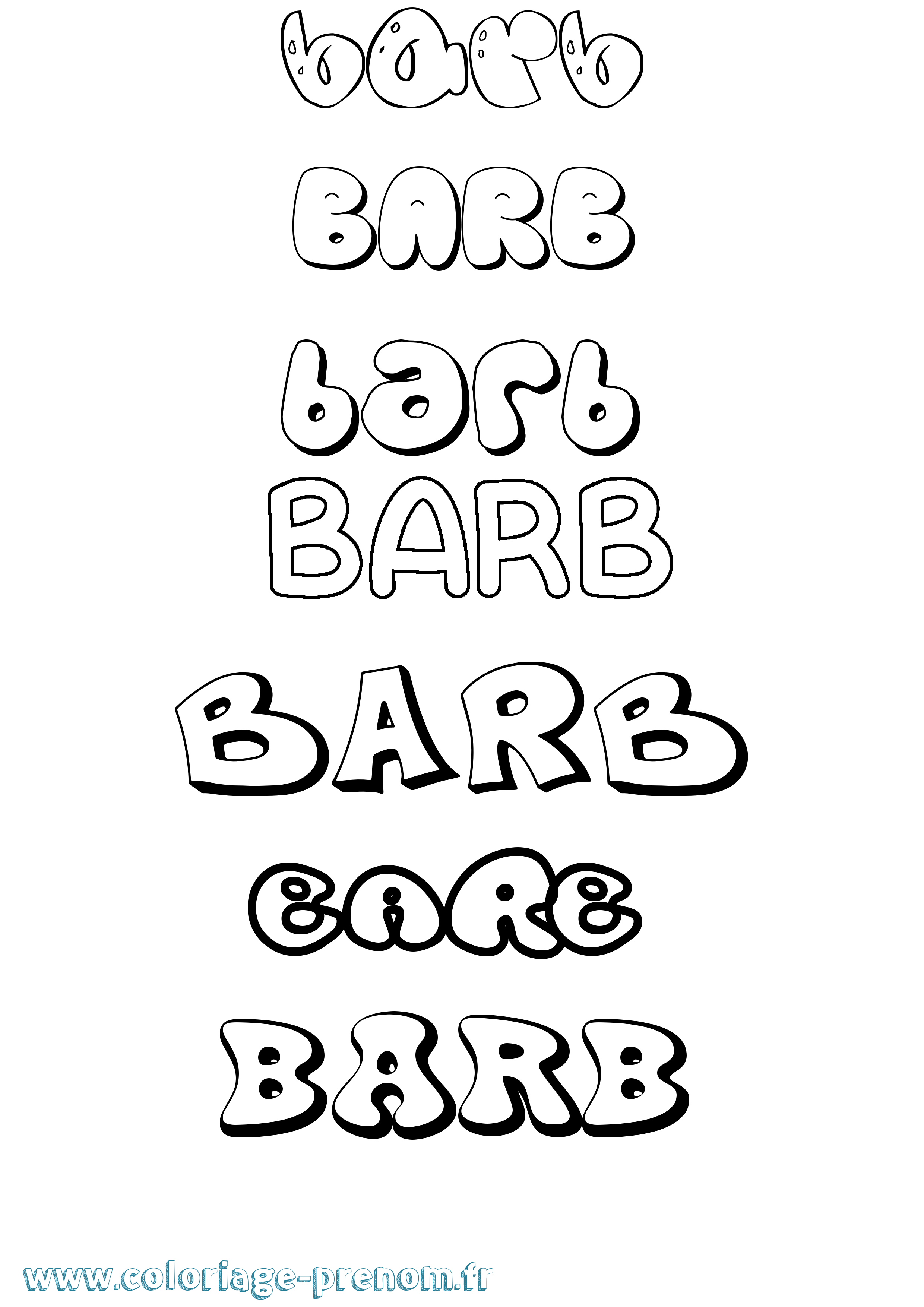 Coloriage Barb Bubble Coloriage prénom Barb Bubble
