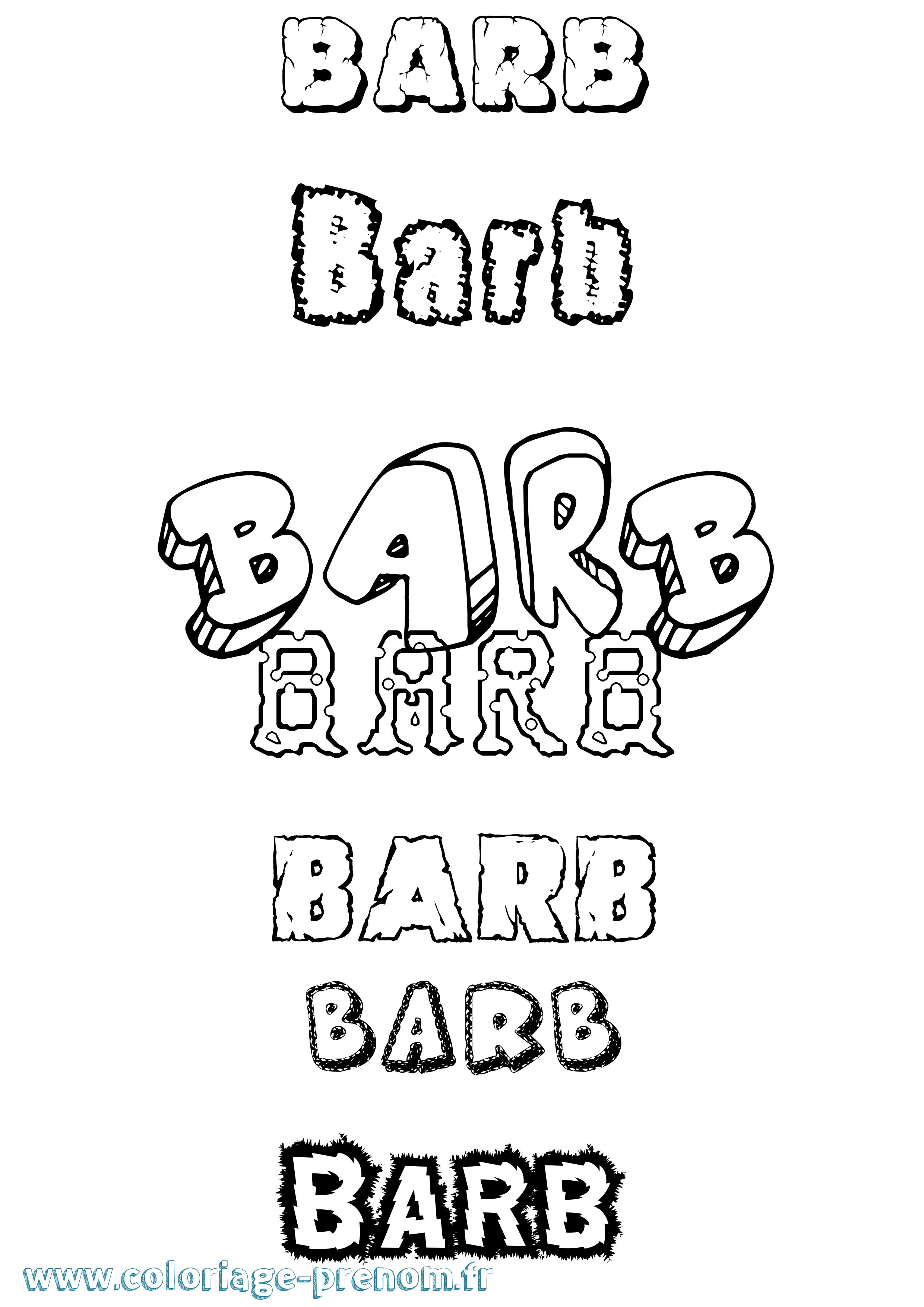 Coloriage Barb Destructuré Coloriage prénom Barb Destructuré