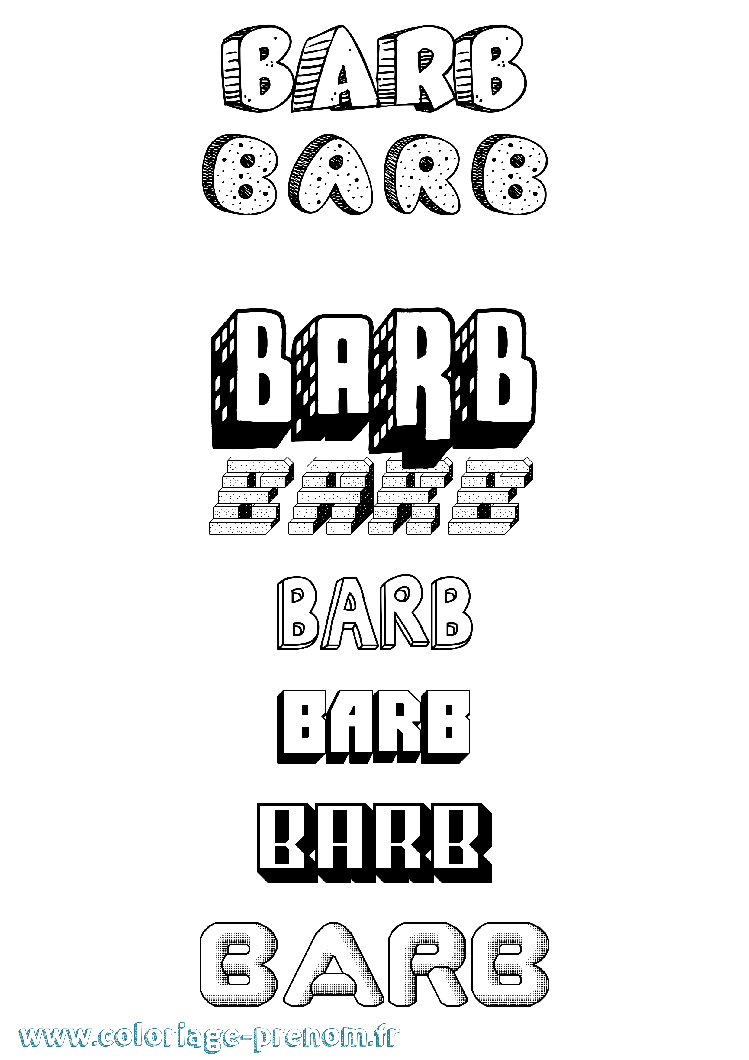 Coloriage Barb Effet 3D Coloriage prénom Barb Effet 3D