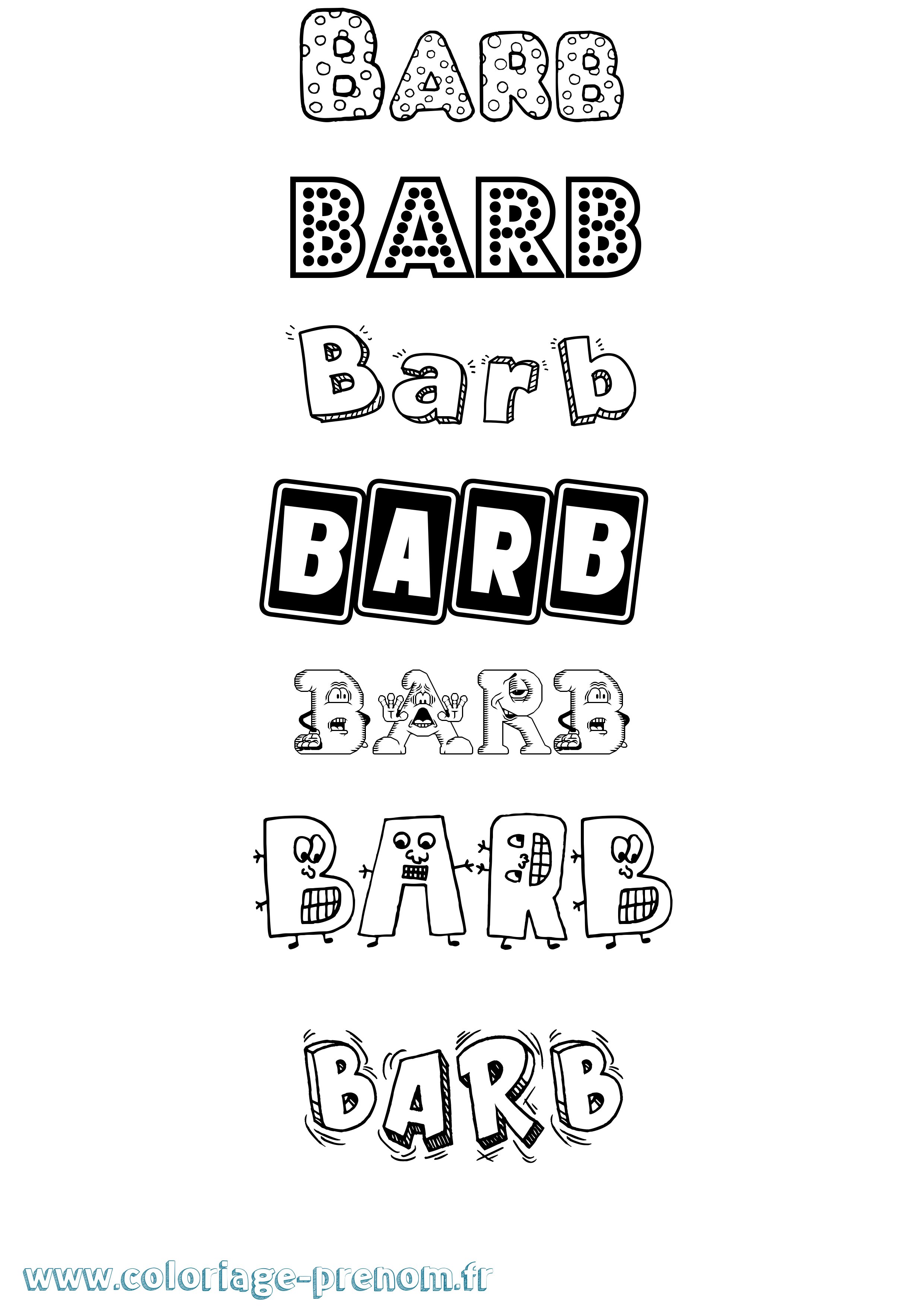 Coloriage Barb Fun Coloriage prénom Barb Fun
