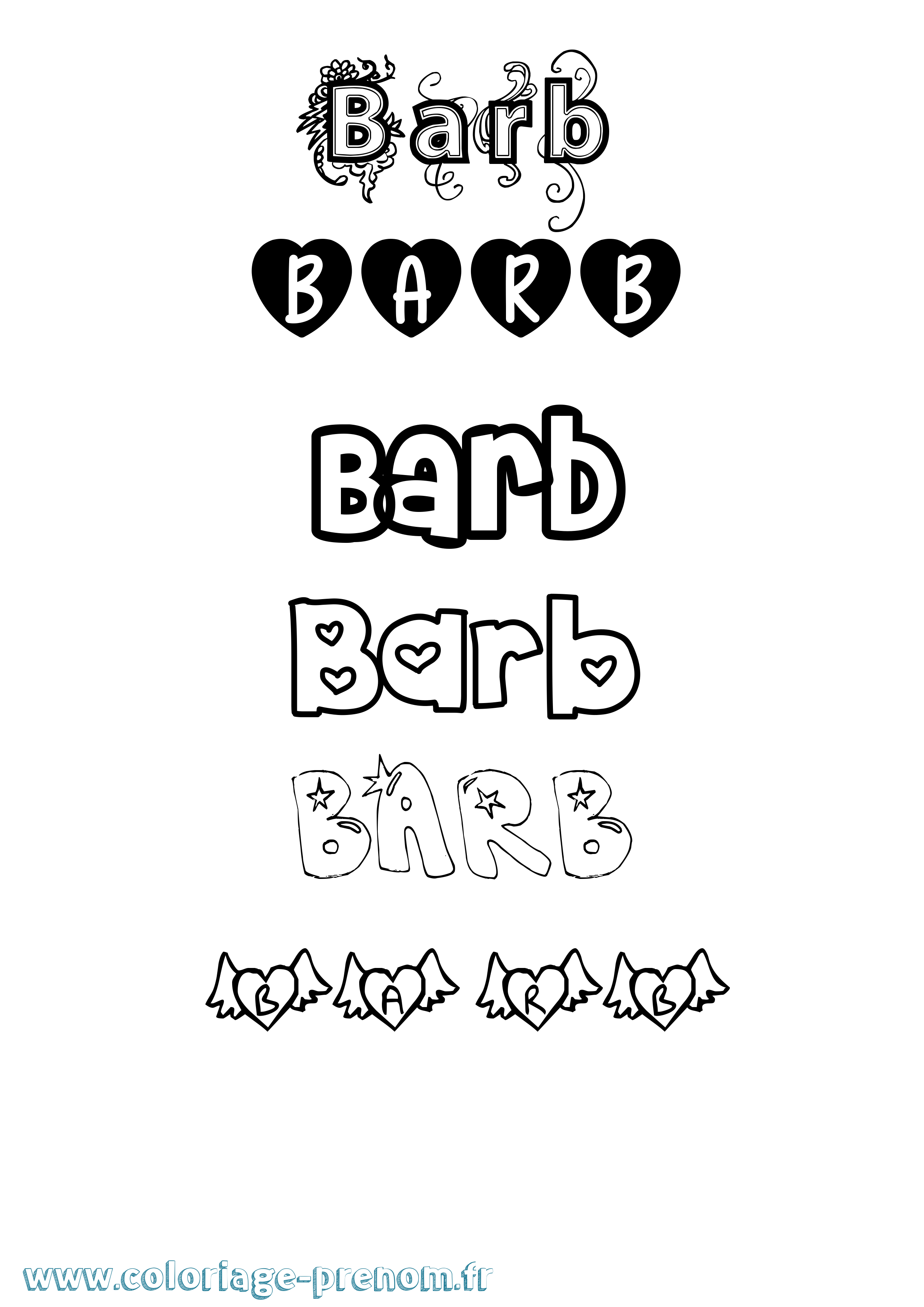 Coloriage Barb Girly Coloriage prénom Barb Girly
