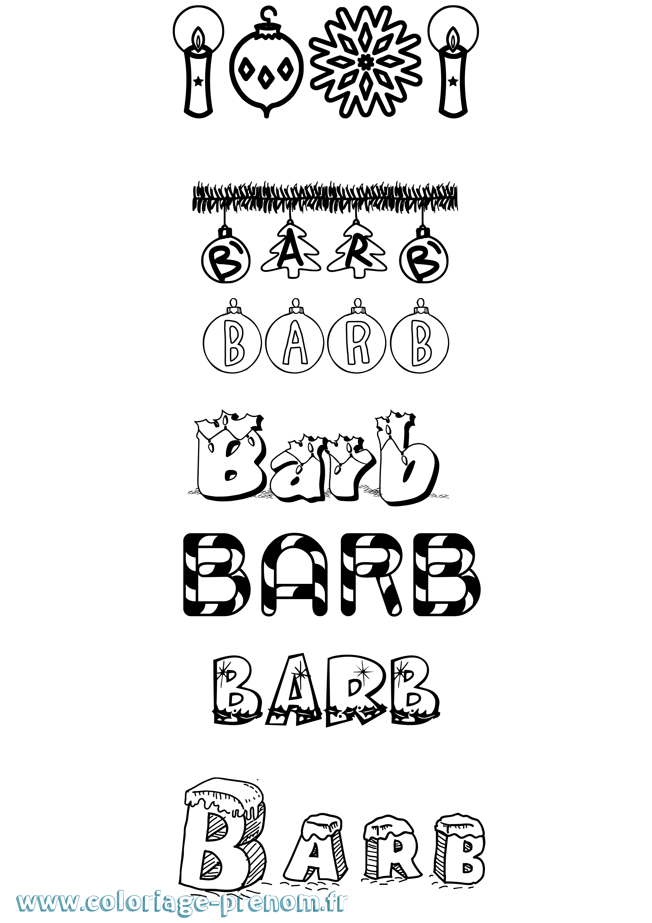 Coloriage Barb Noël Coloriage prénom Barb Noël