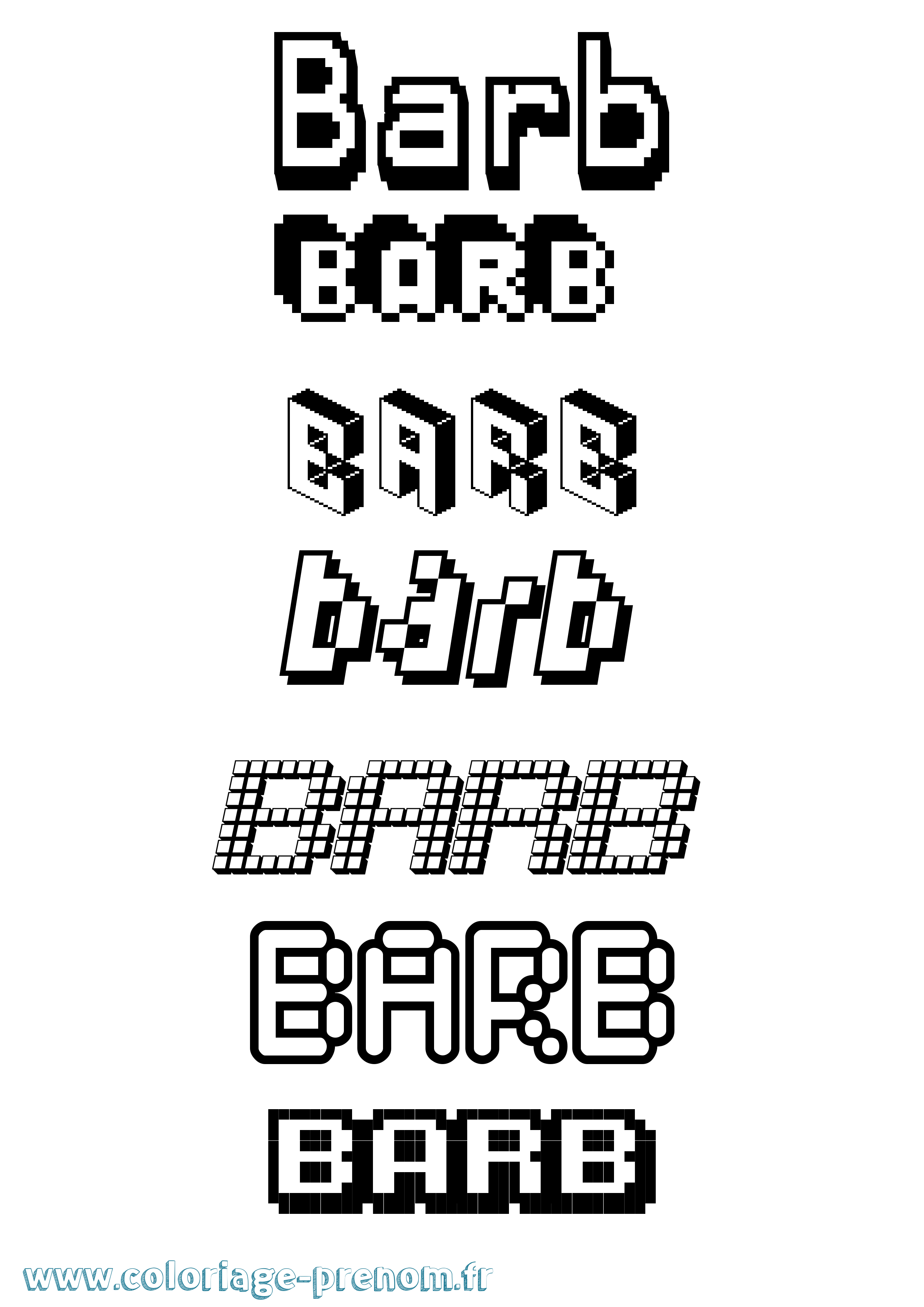 Coloriage Barb Pixel Coloriage prénom Barb Pixel