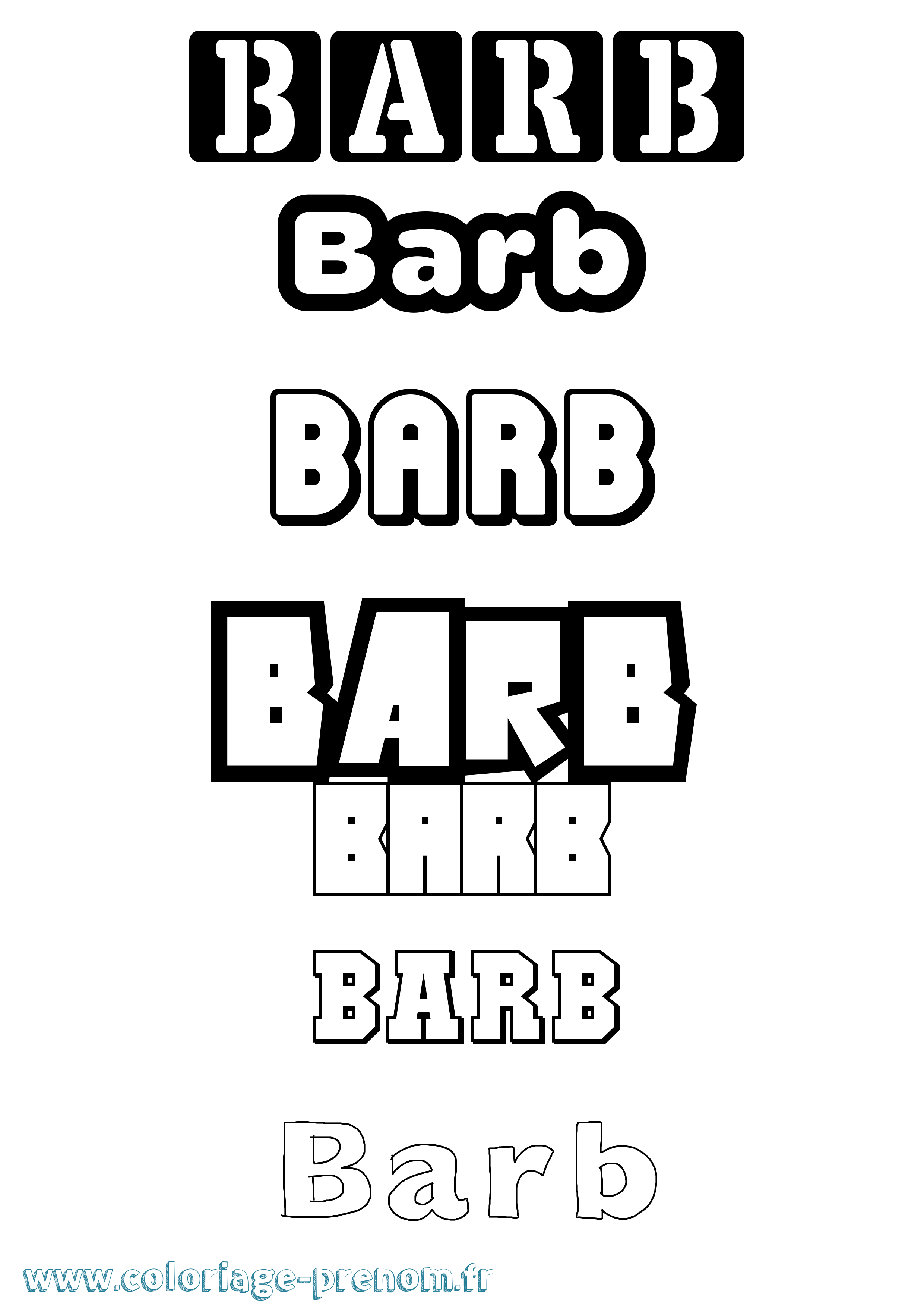Coloriage Barb Simple Coloriage prénom Barb Simple