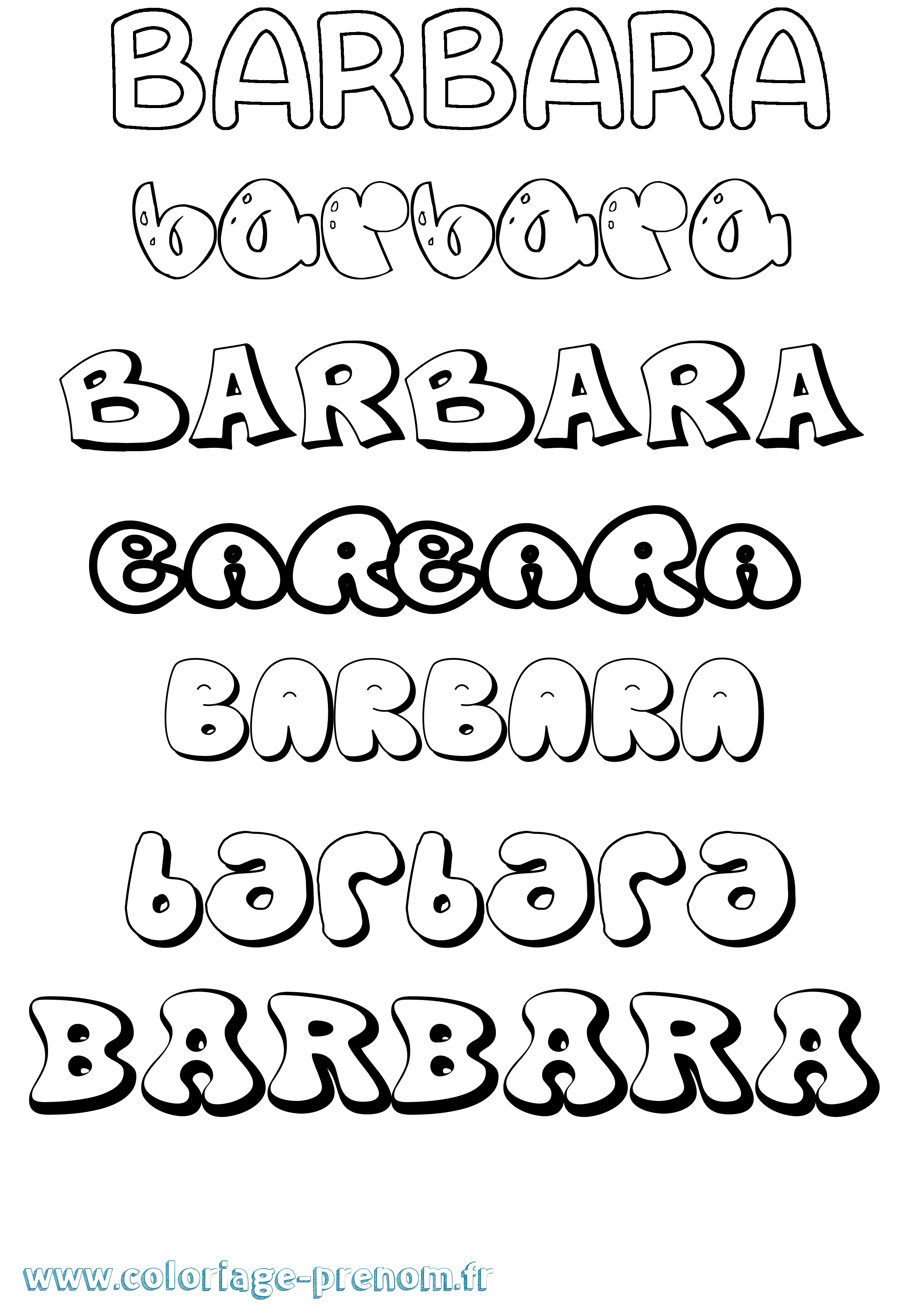 Coloriage Barbara Coloriage prénom Barbara