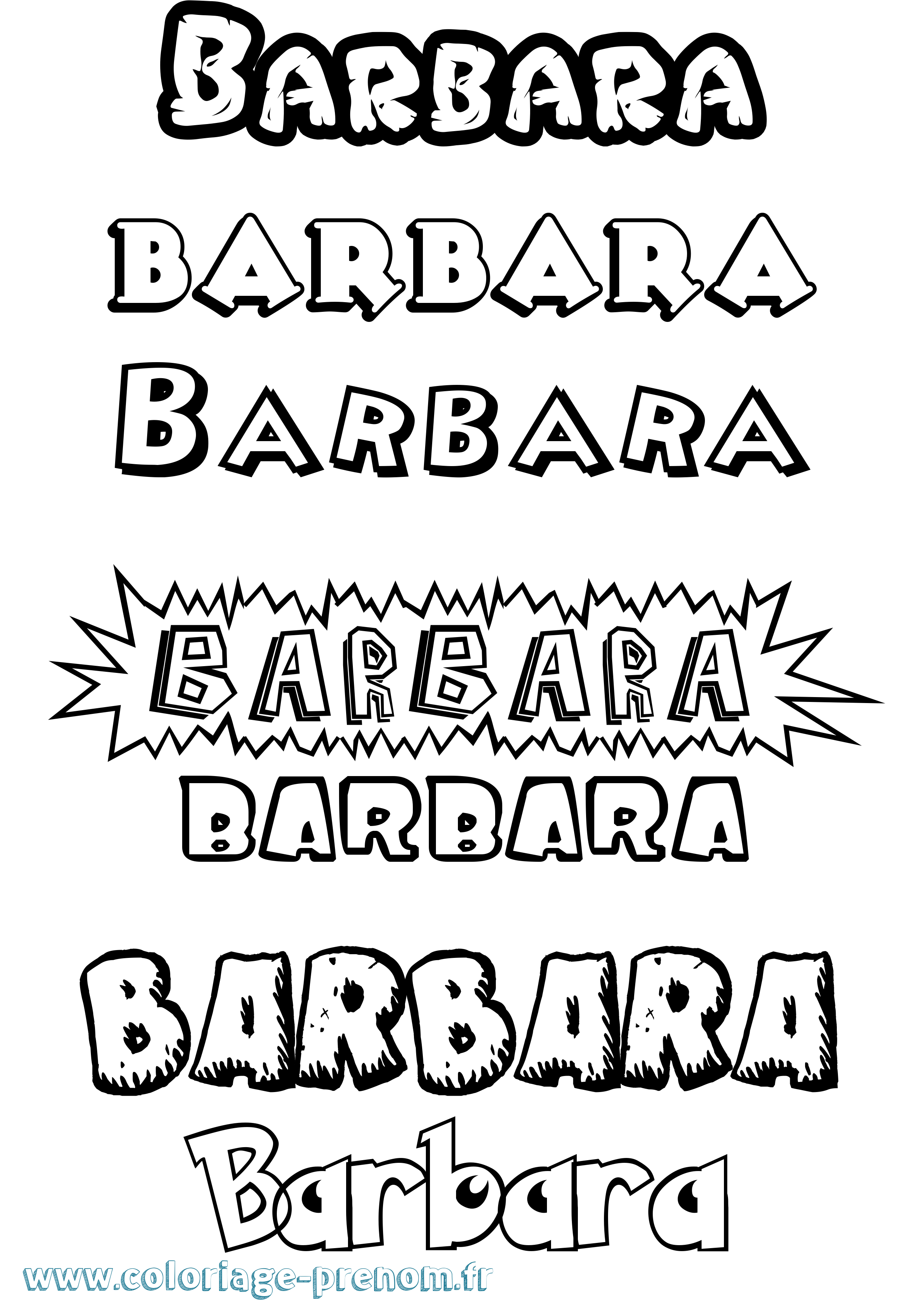Coloriage Barbara Coloriage prénom Barbara