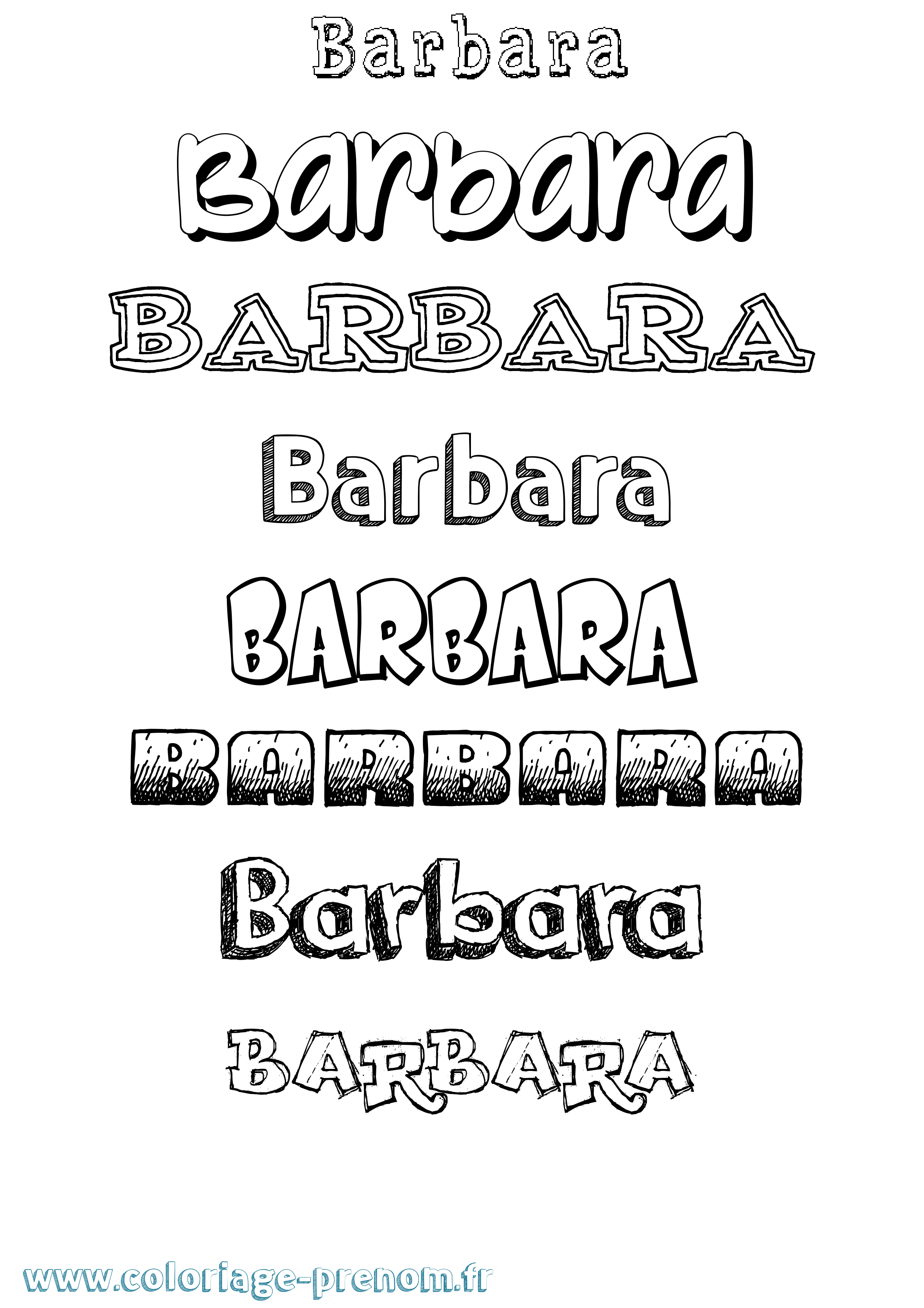 Coloriage Barbara Coloriage prénom Barbara