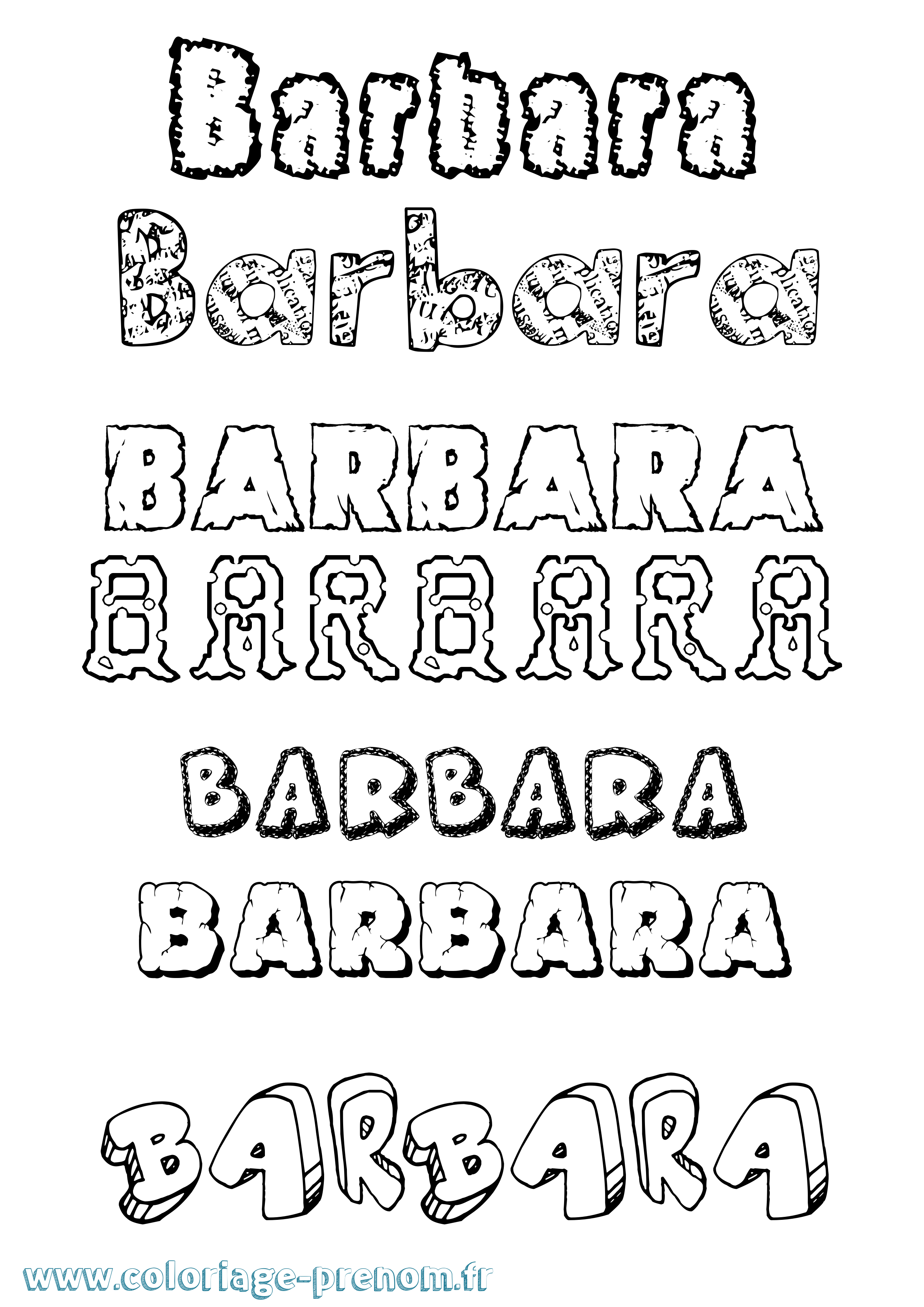 Coloriage prénom Barbara Destructuré