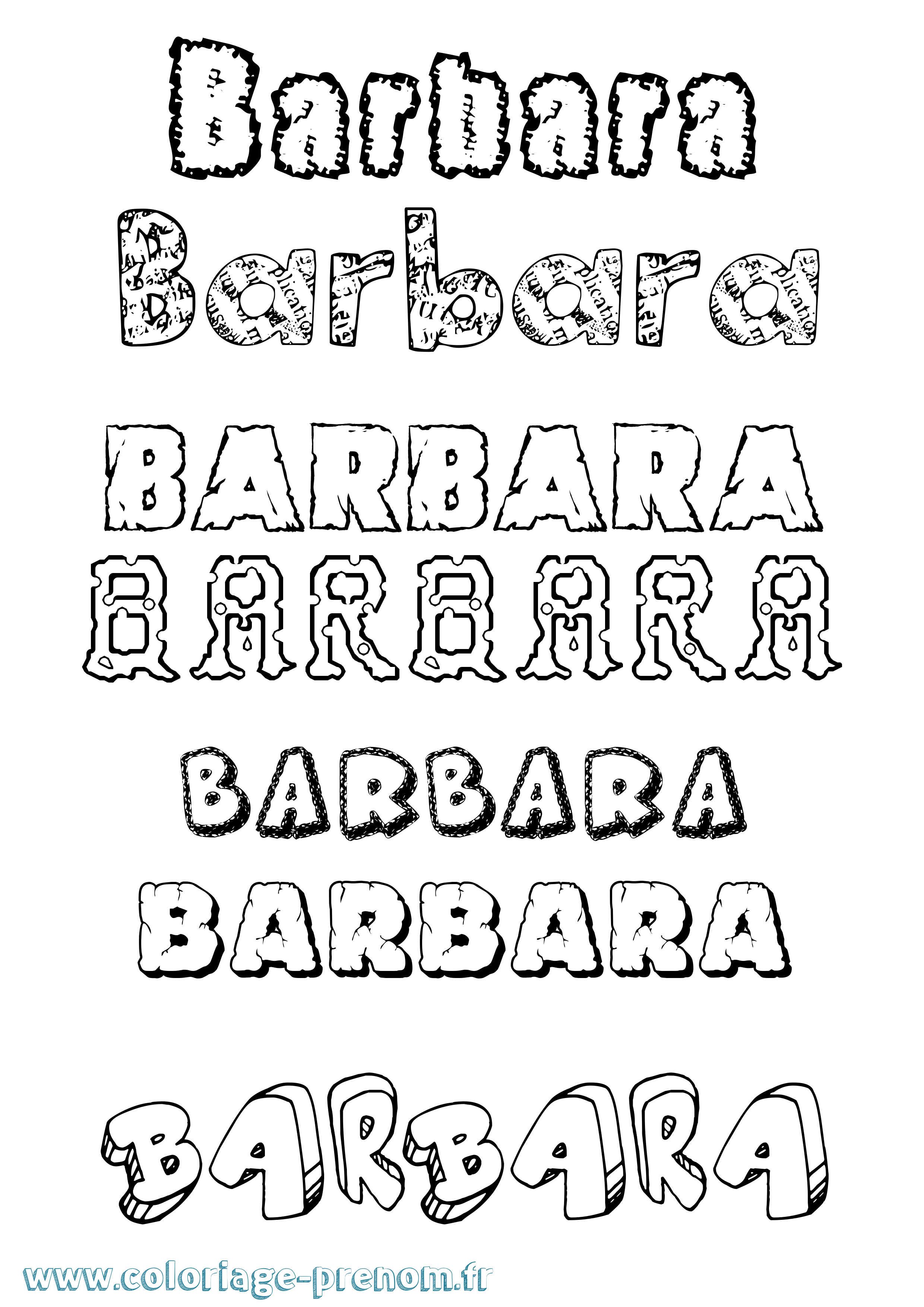Coloriage Barbara Coloriage prénom Barbara