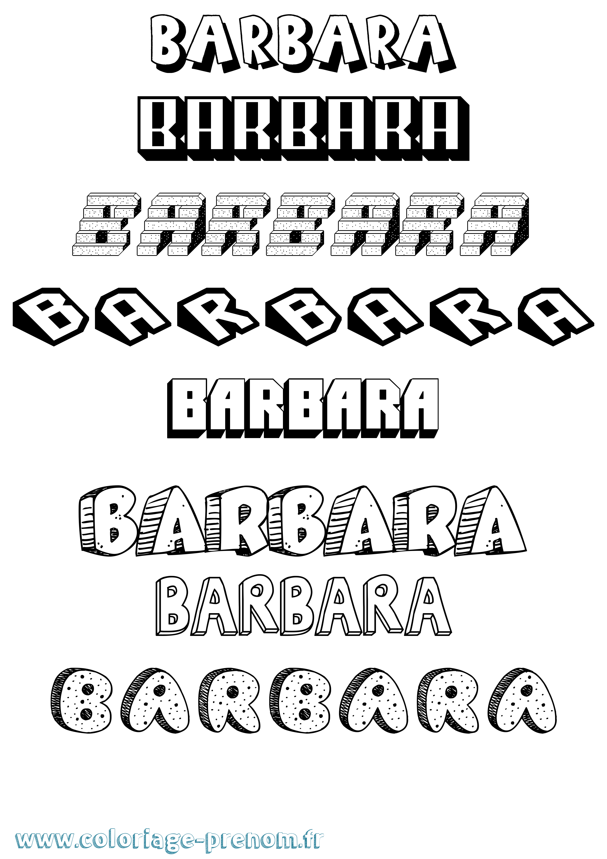 Coloriage Barbara Coloriage prénom Barbara