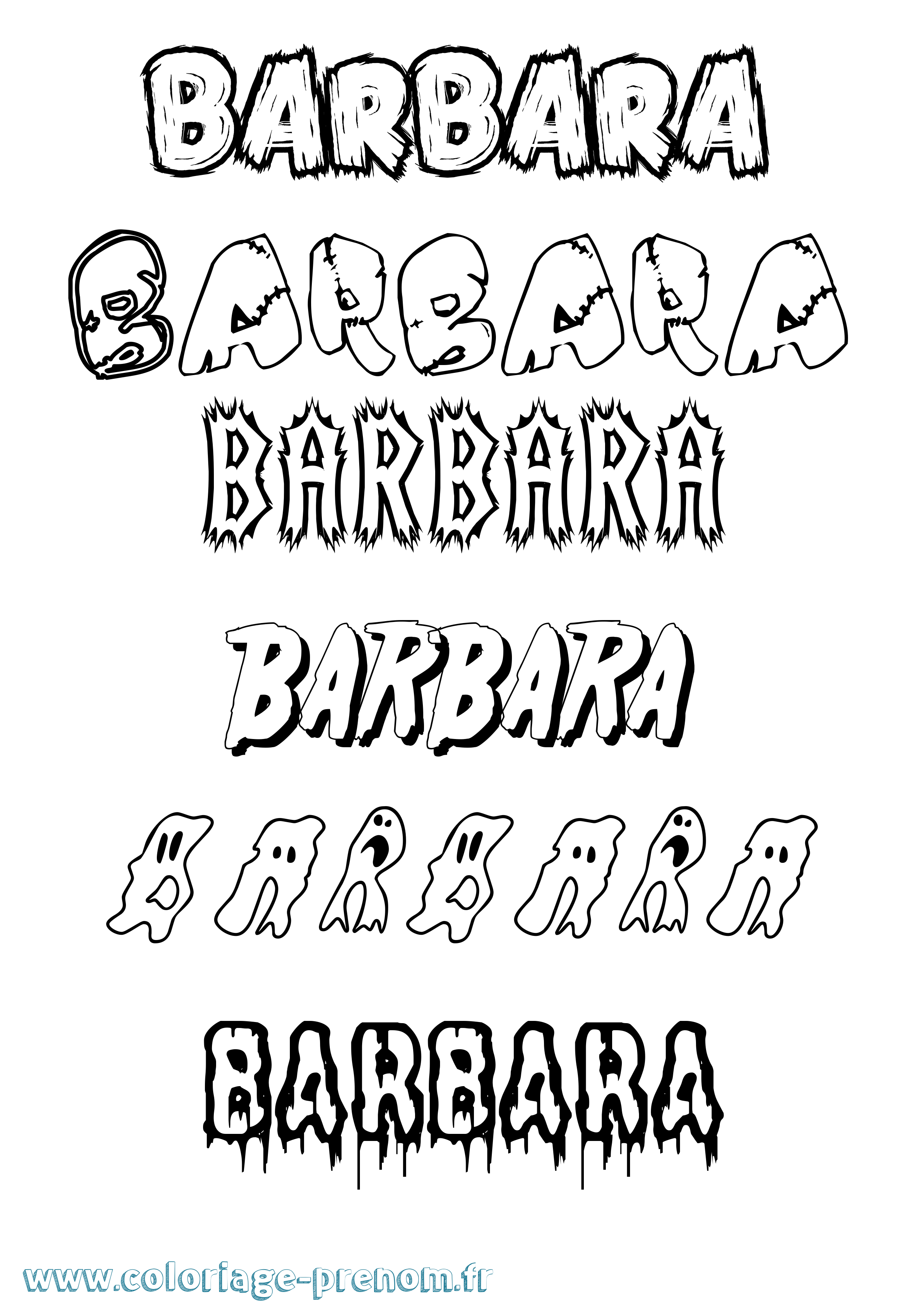 Coloriage prénom Barbara Frisson